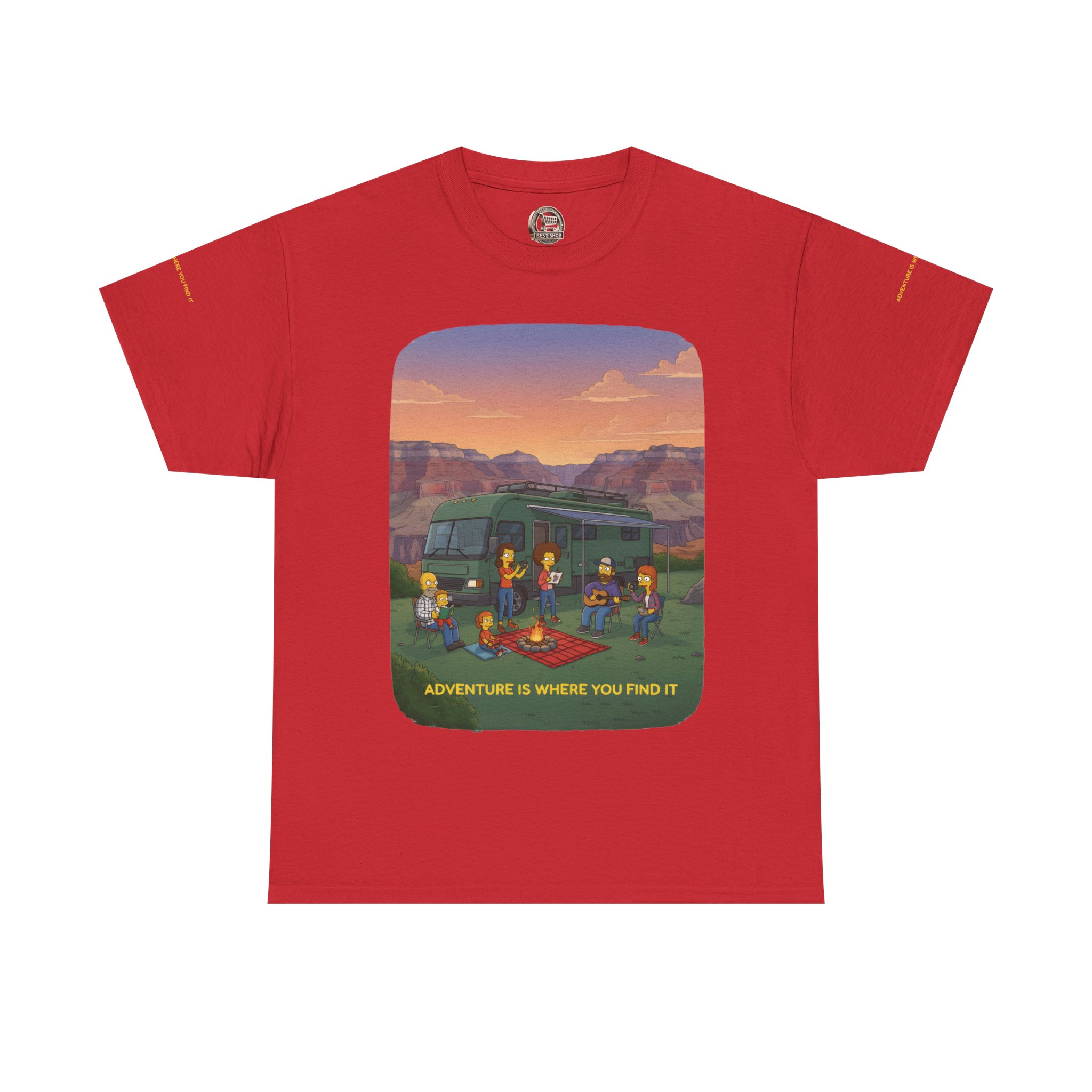 Unisex Heavy Cotton Tee — "Adventure Is Where You Find It" Design Sitcom-Line
