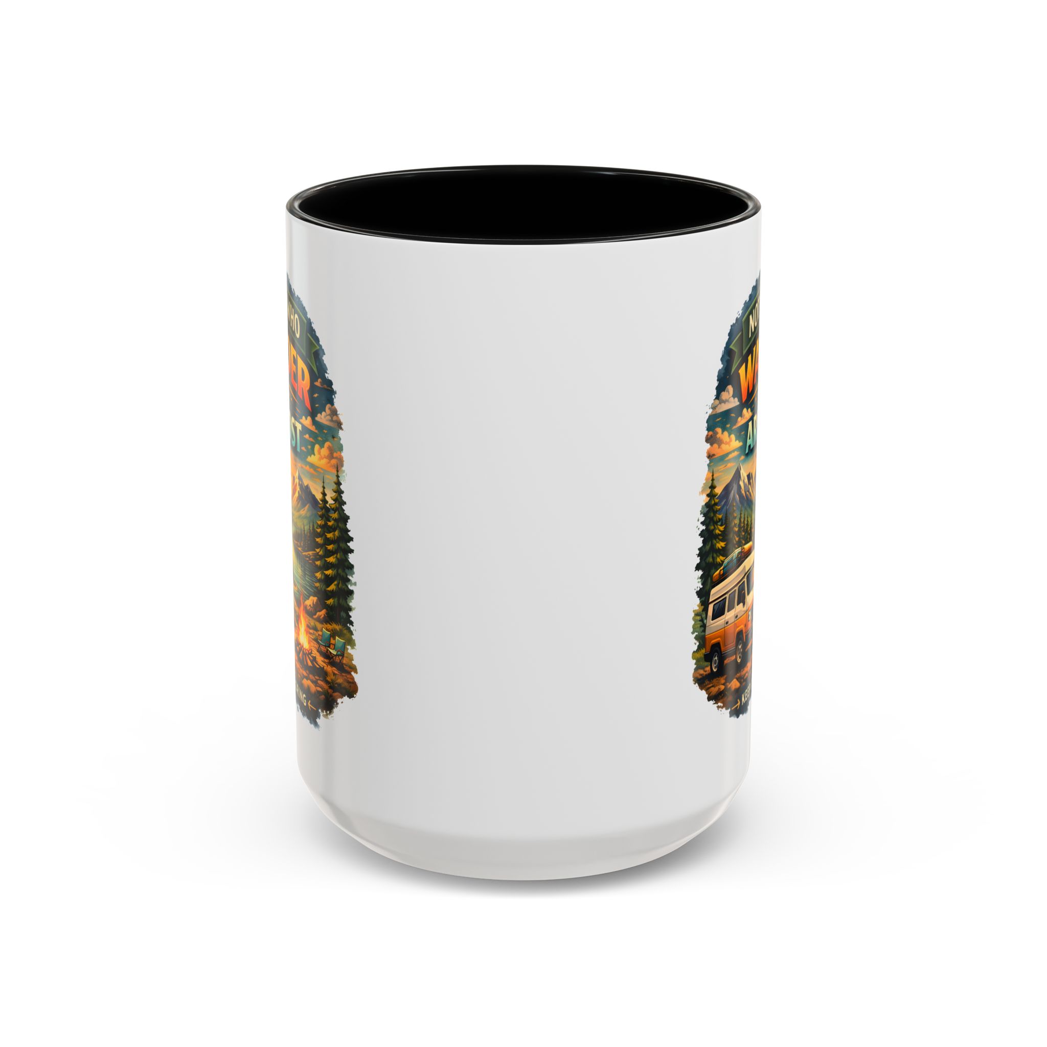 Accent Coffee Mug (11, 15oz) — "Not All Who Wander Are Lost" Design Scenic-Line