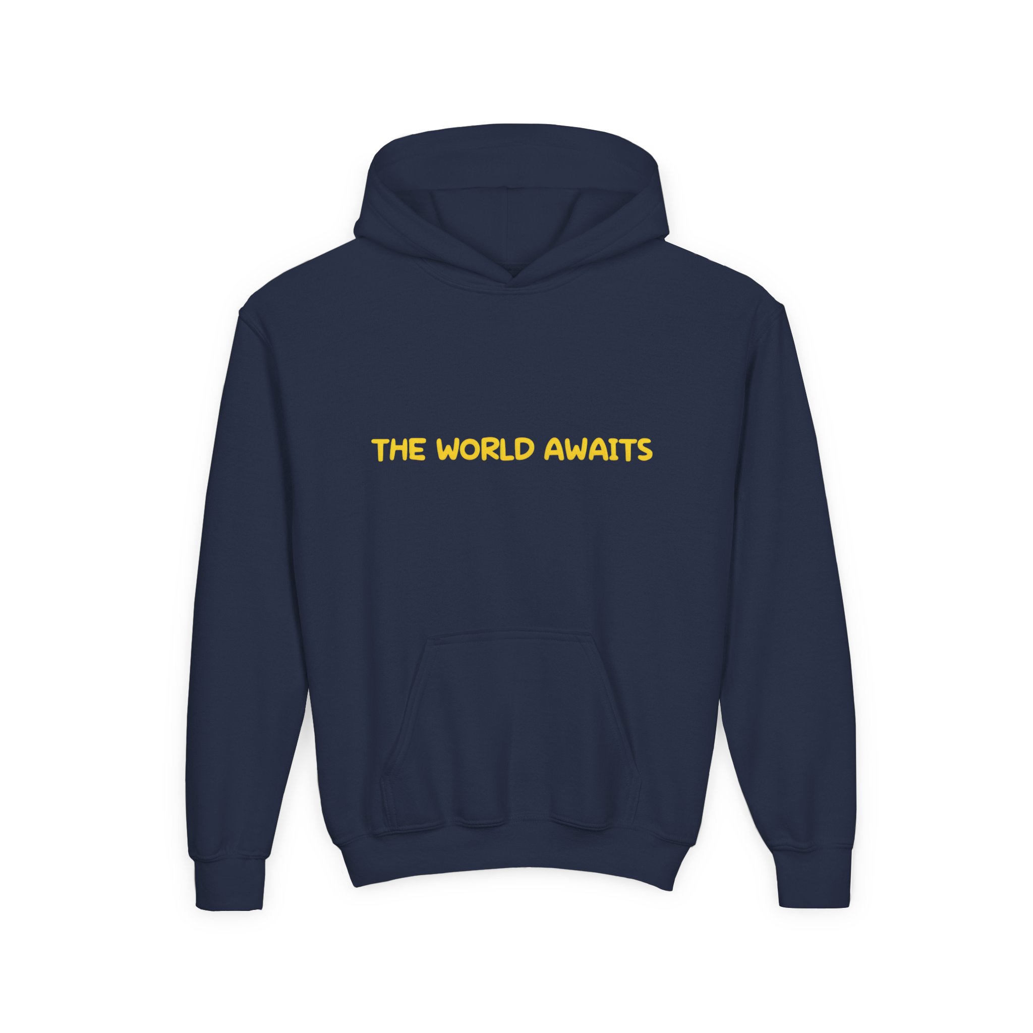 Youth Hoodie(Gildan) – "The World Awaits" (Design Sitcom-Line)