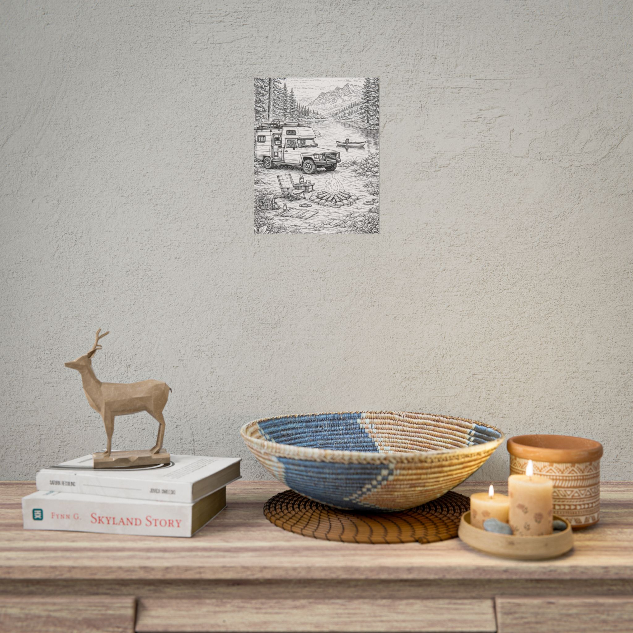 Campervan Poster — Vintage RV Camping Landscape Wall Art