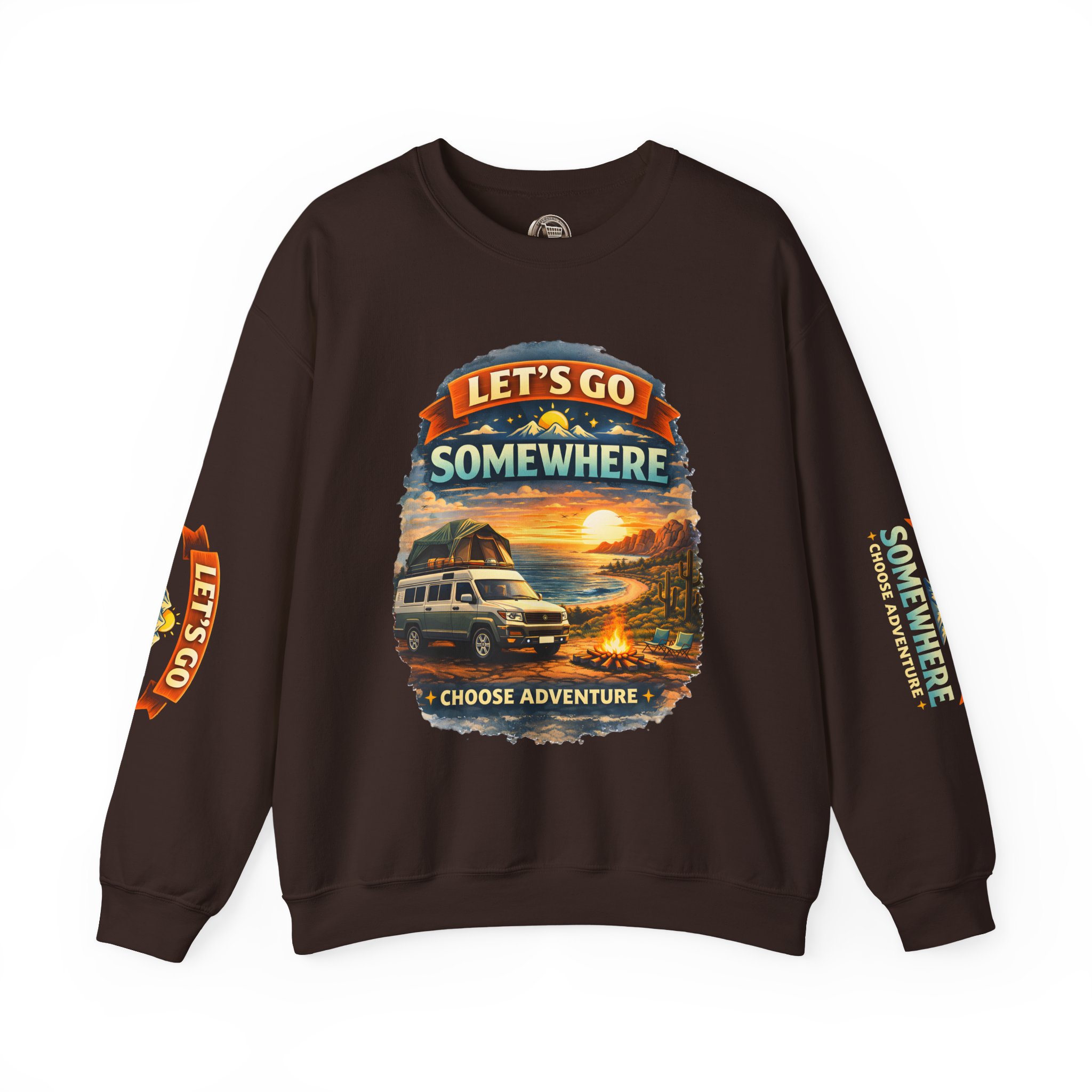 Unisex Heavy Blend™ Crewneck Sweatshirt — "Lets Go Somewhere" Design Scenic-Line