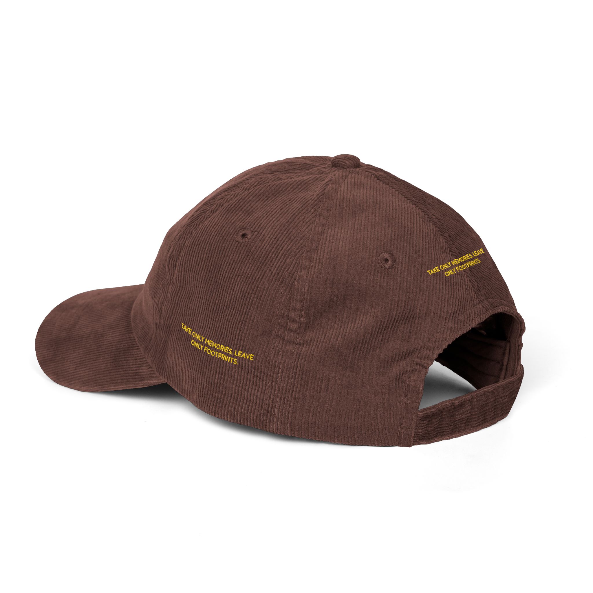 Vintage Corduroy Cap (Embroidery) — "Take Only Memories,Leave Only footprints" Embroidered Hat