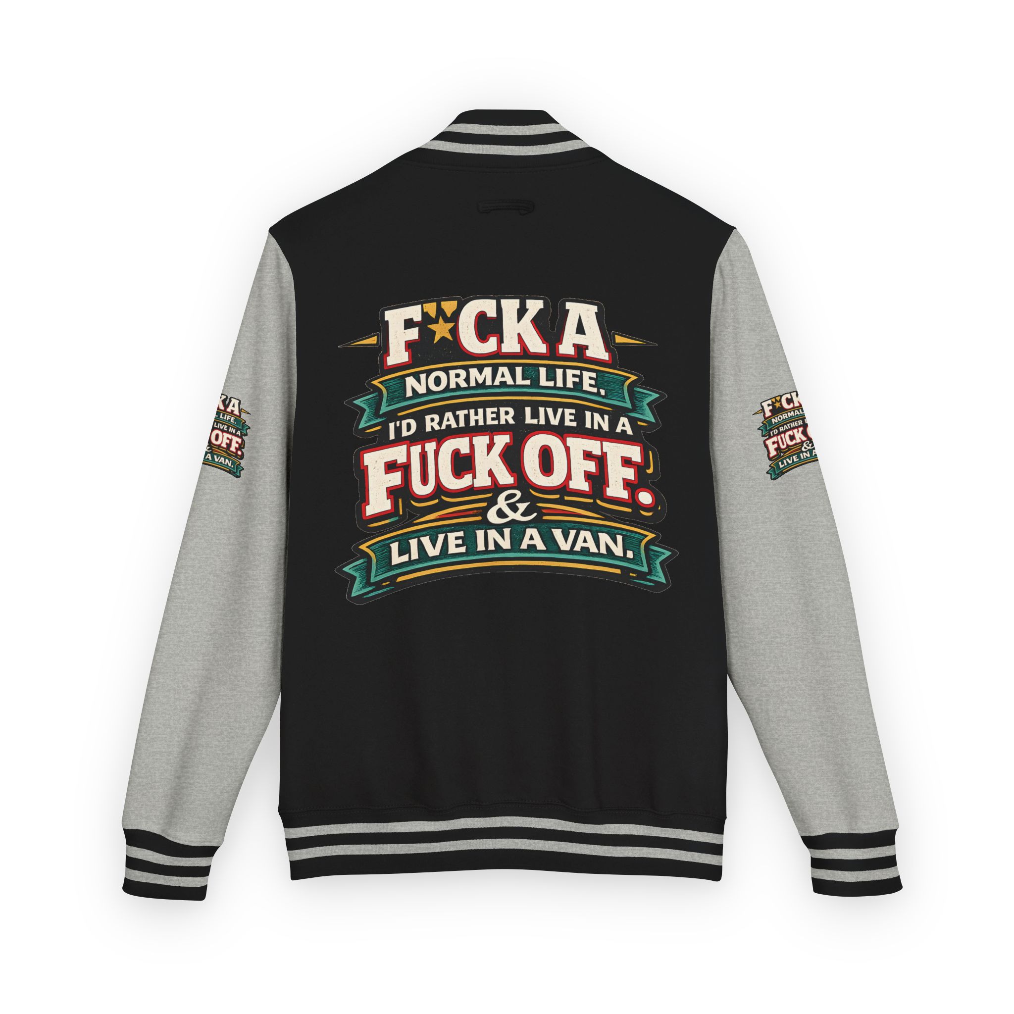 Unisex Heavyweight Letterman Jacket — "Fuck A Normal Life" Design F**K-Line
