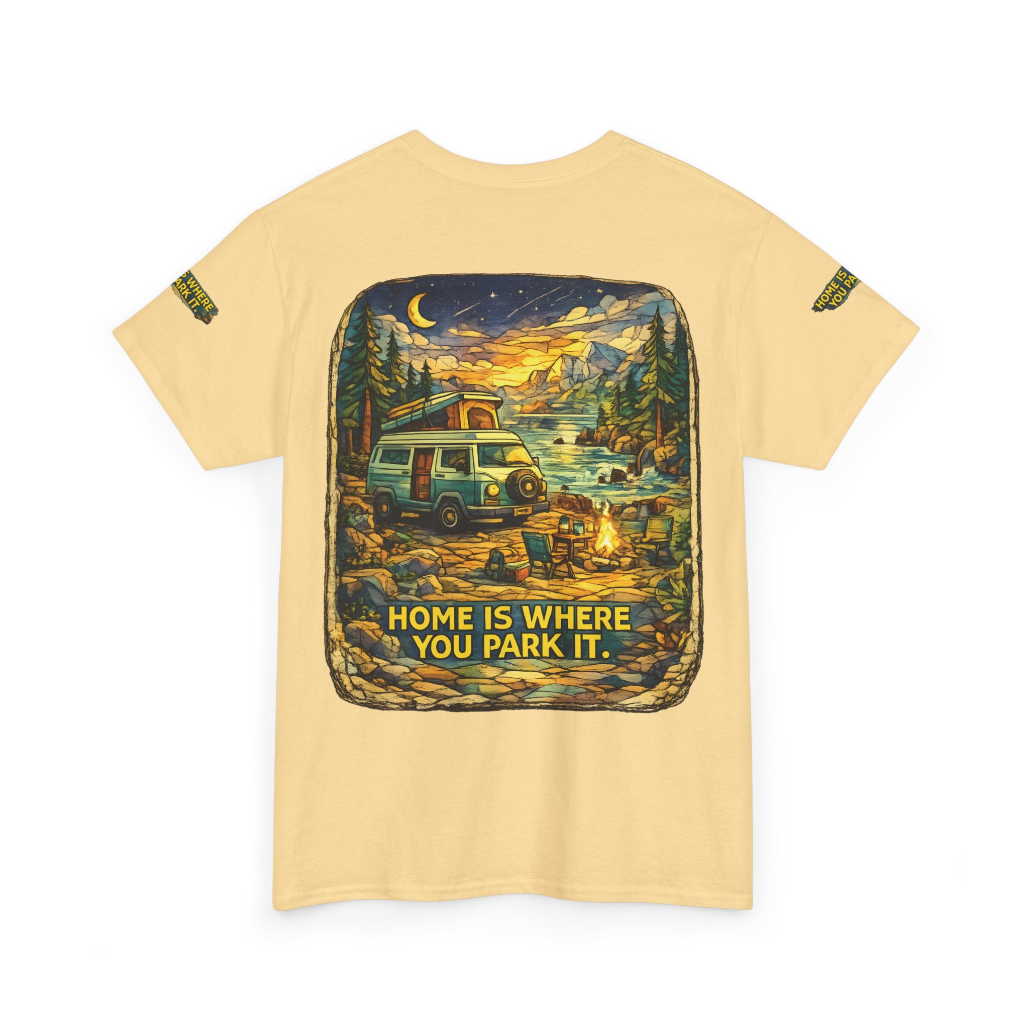 Unisex Heavy Cotton Tee — "Home Is Where You Park It" Design Cubic-Line