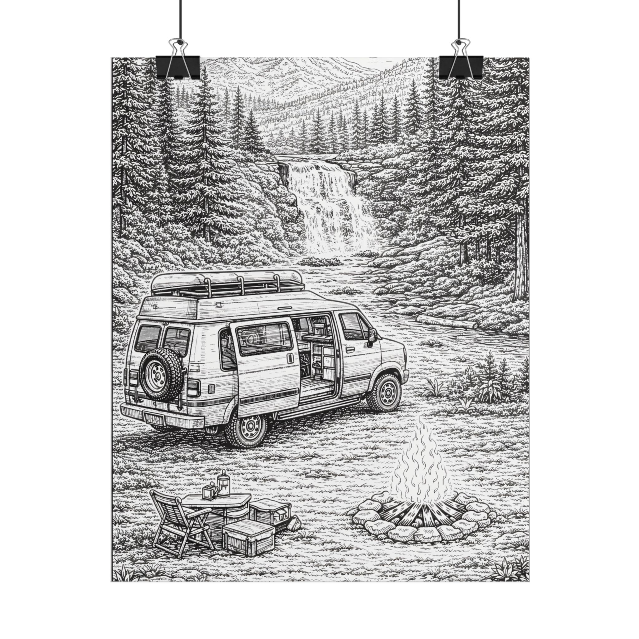 Campervan Poster — Vintage RV Camping Landscape Wall Art