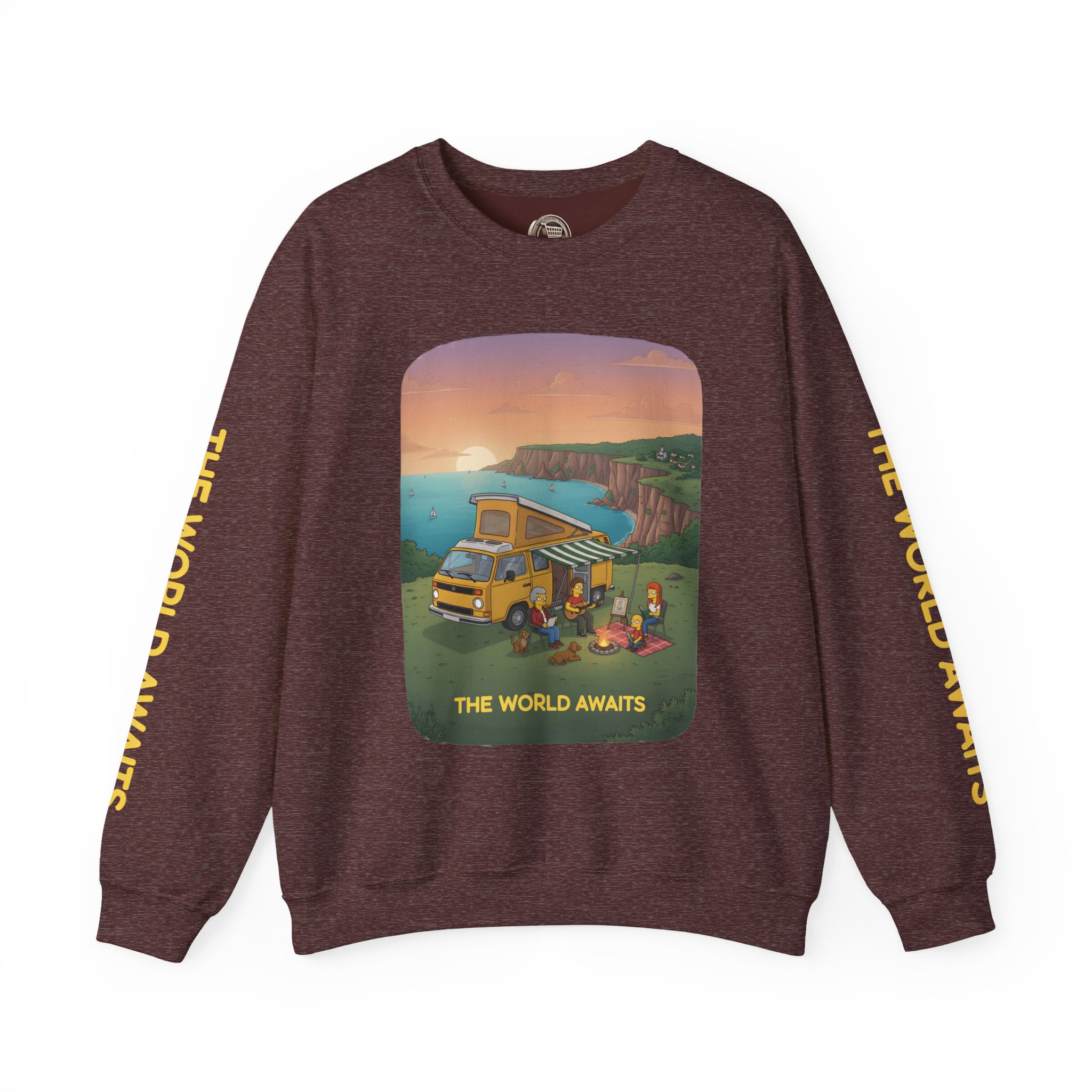 Unisex Heavy Blend™ Crewneck Sweatshirt — "The World Awaits" Design Sitcom-Line