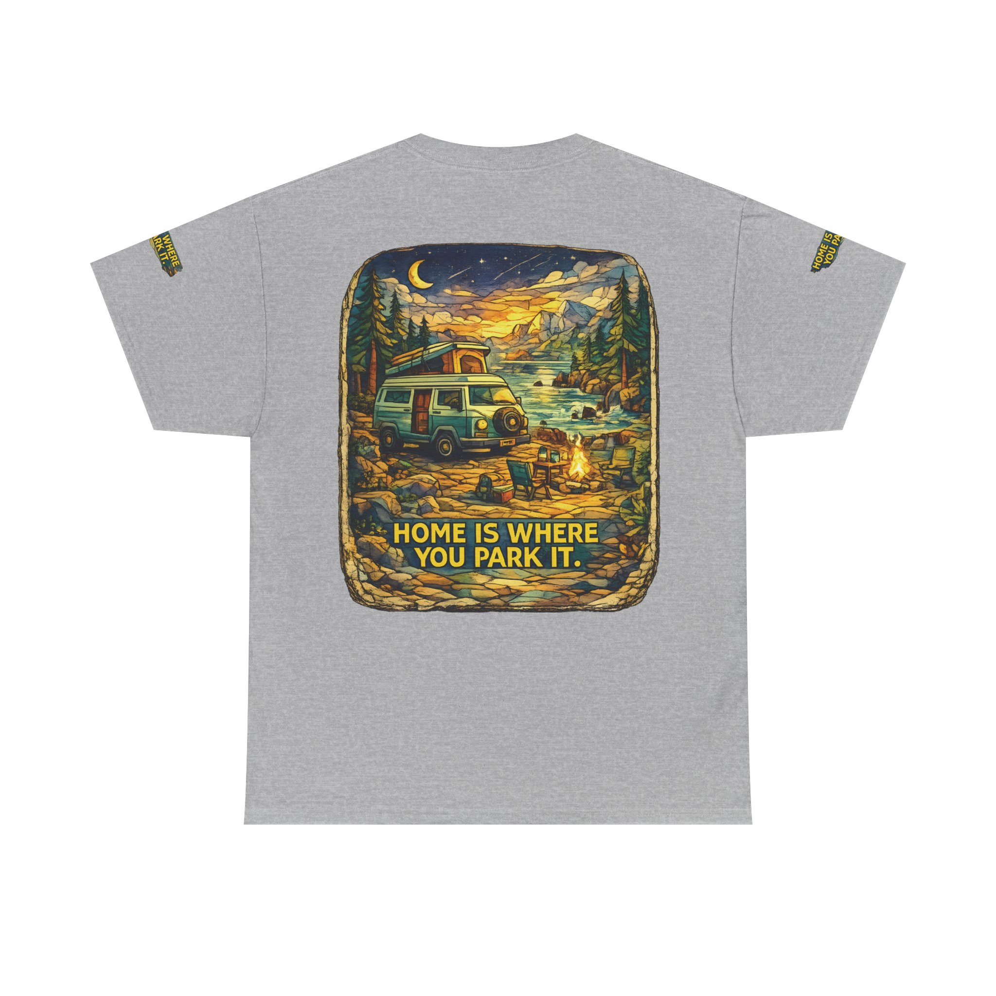 Unisex Heavy Cotton Tee — "Home Is Where You Park It" Design Cubic-Line