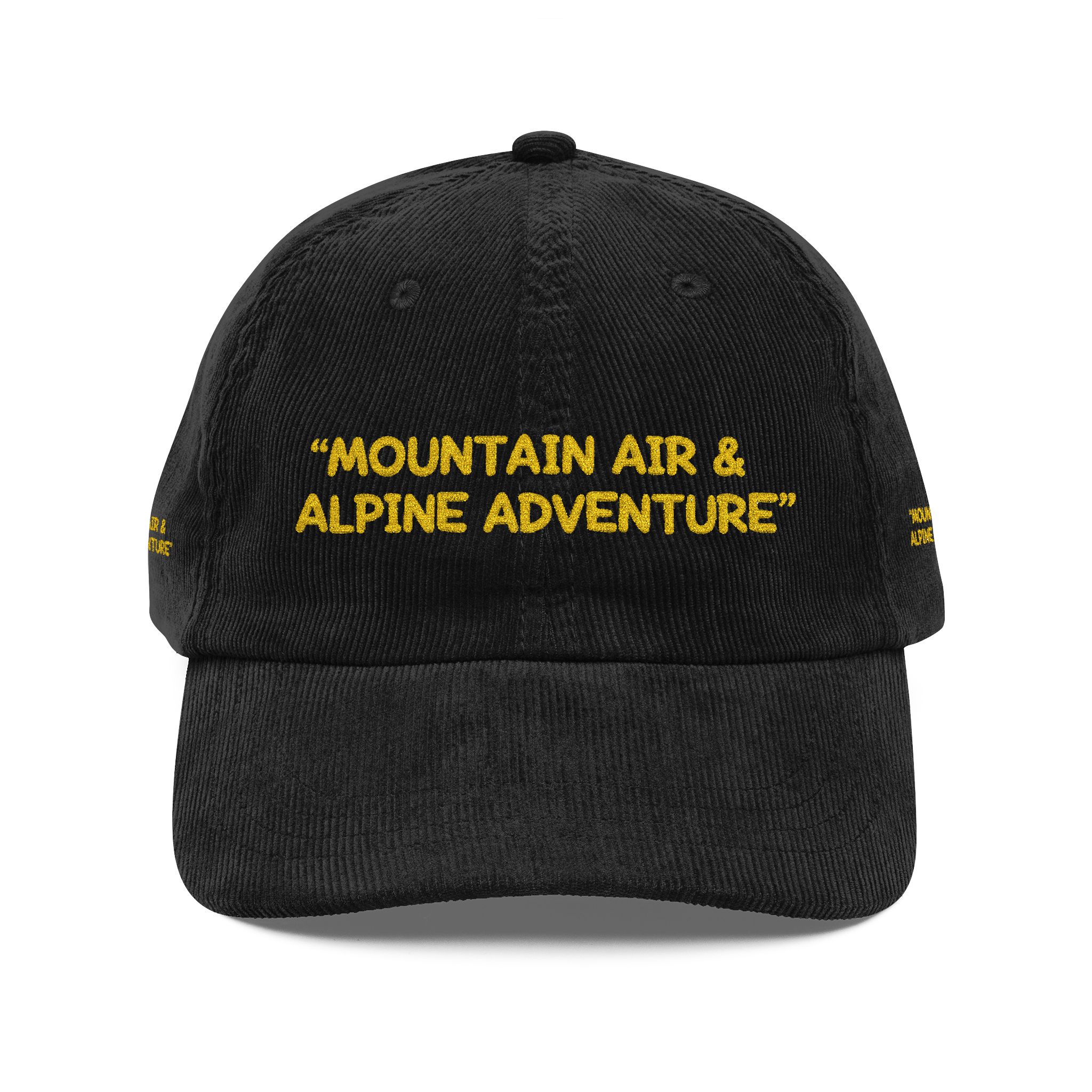 Vintage Corduroy Cap (Embroidery) — "Mountain Air & Alpine Adventure" Embroidered Hat