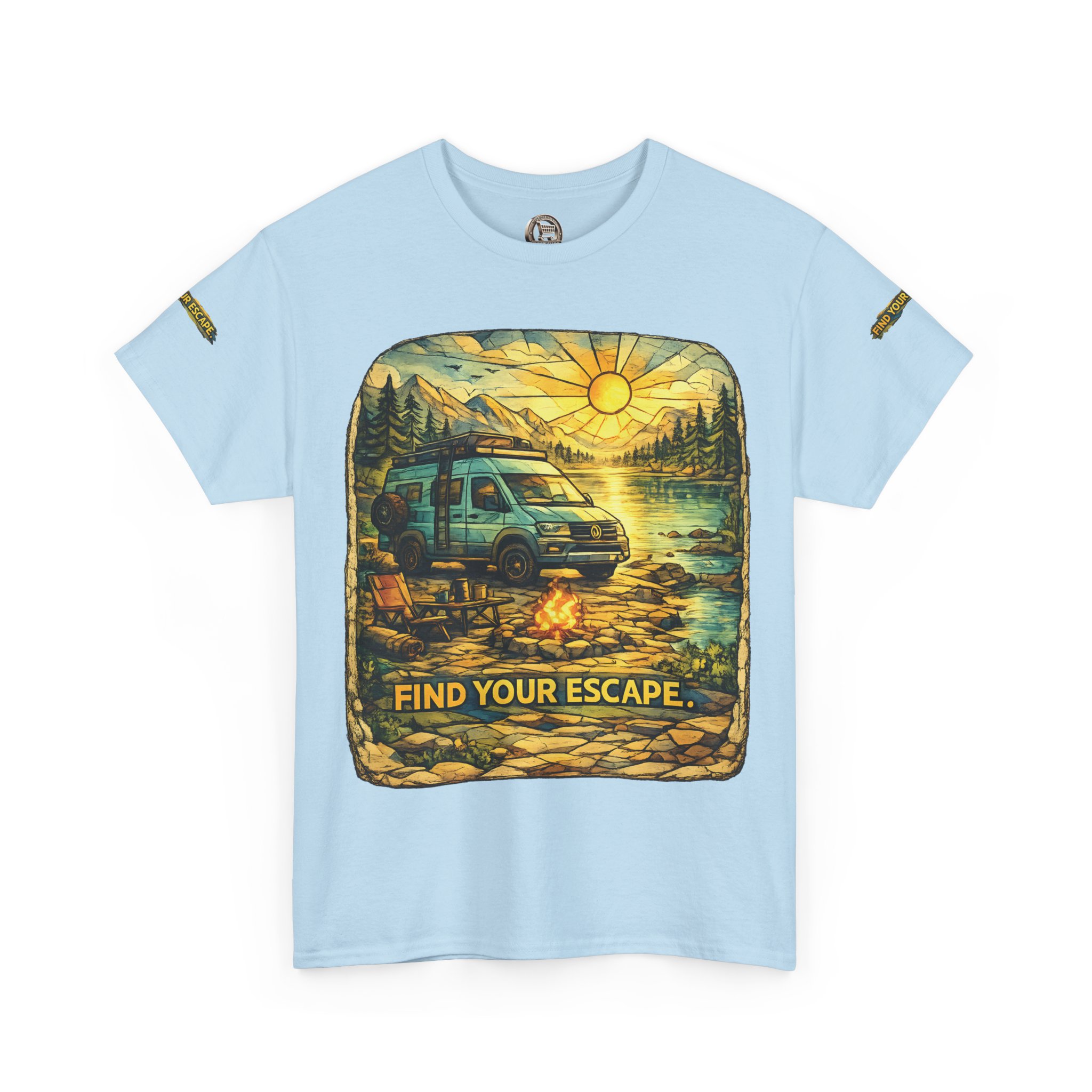 Unisex Heavy Cotton Tee — "Find Your Escape" Design Cubic-Line