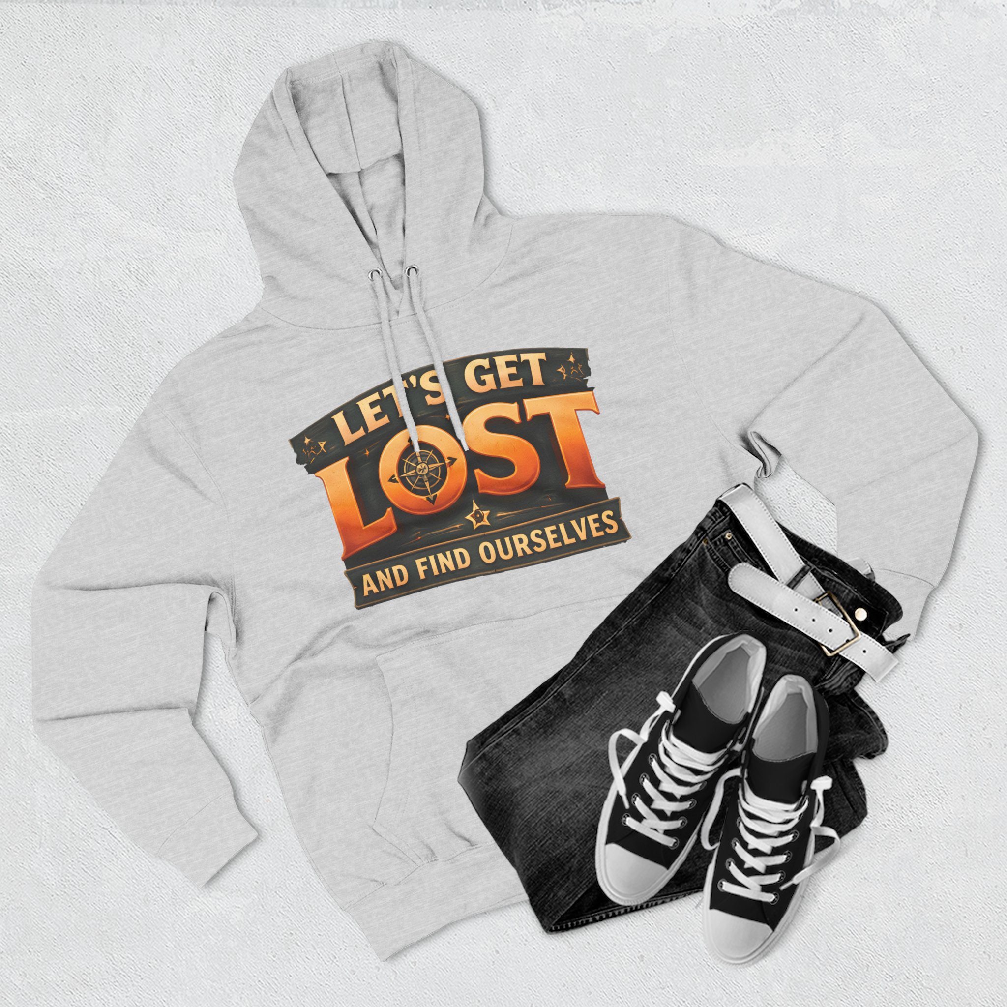 Three-Panel Fleece Hoodie - "Let´s Get Lost And Found Ourselfs" Design Scenic-Line