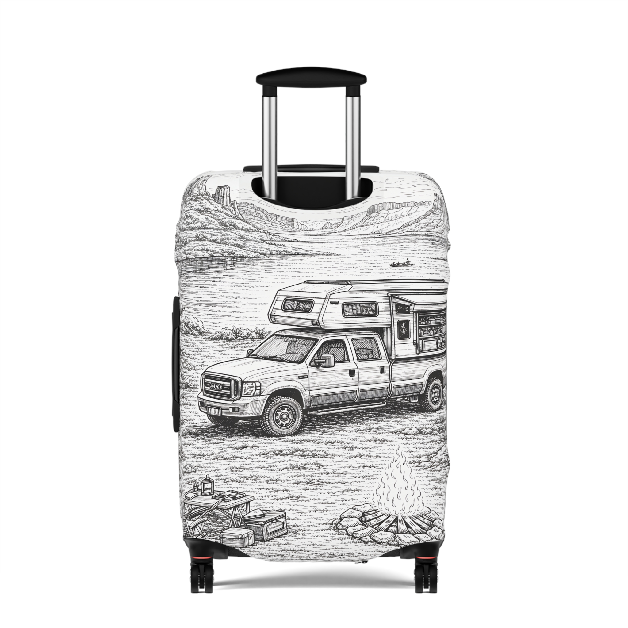 1704726150073333329_2048.jpeg Luggage Cover — Adventure Camper Sketch Travel Suitcase