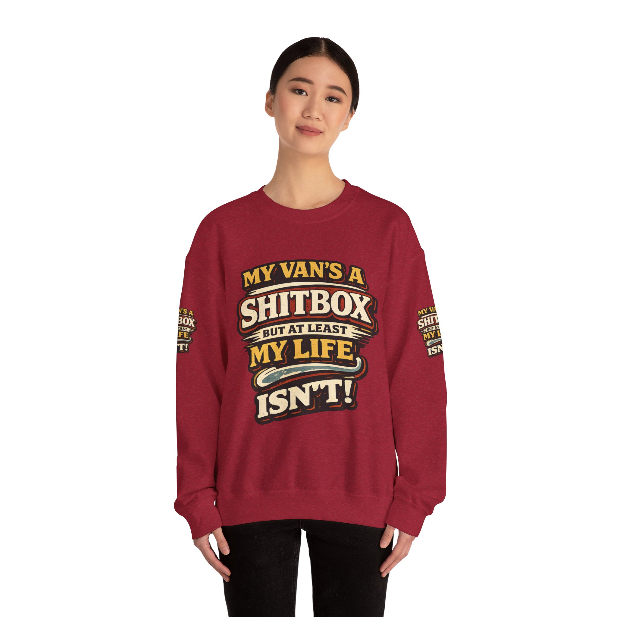 17048047642536979351_2048.jpeg Unisex Heavy Blend™ Crewneck Sweatshirt — "My Van`s A Shitbox" Design F**K-Line