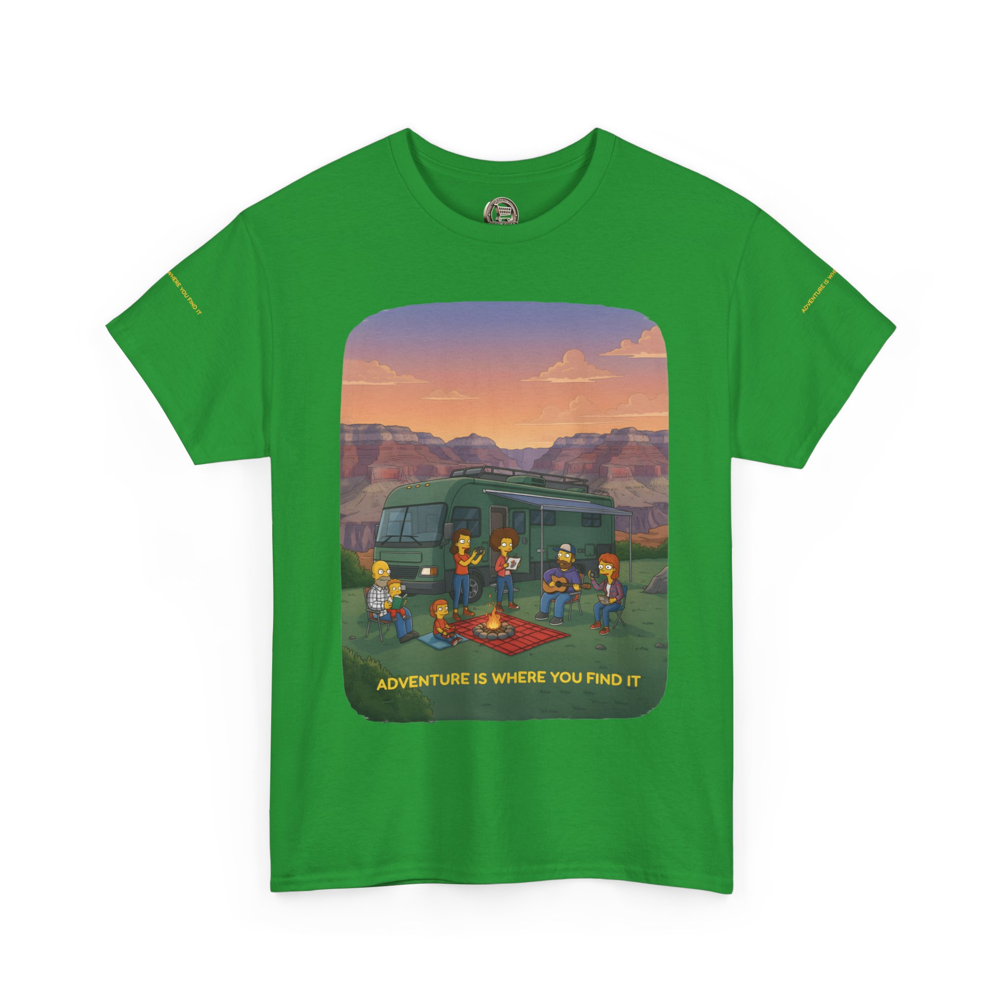 Unisex Heavy Cotton Tee — "Adventure Is Where You Find It" Design Sitcom-Line