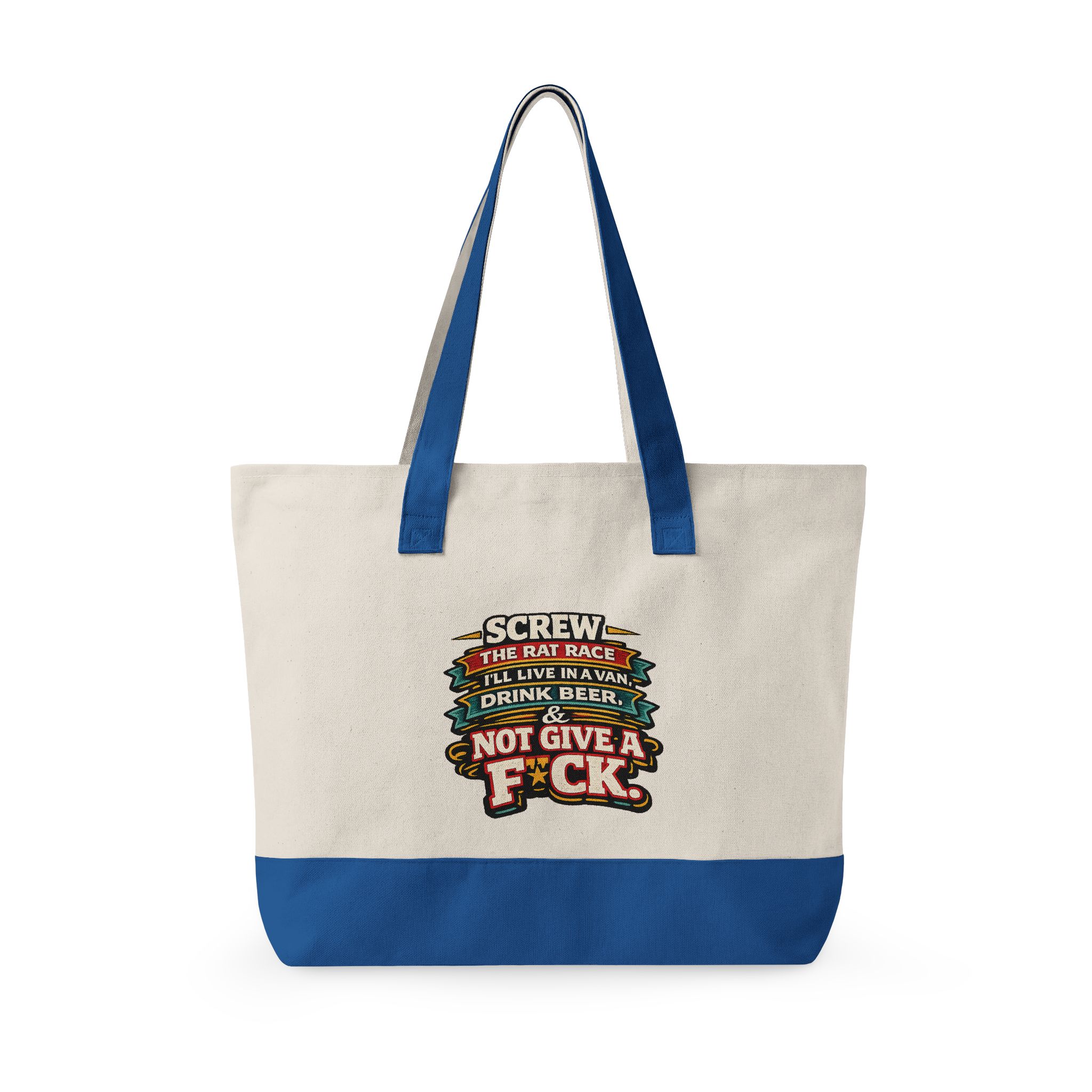 Zippered Canvas Tote — "Screw The Rat Race" (Design F**K-Line)