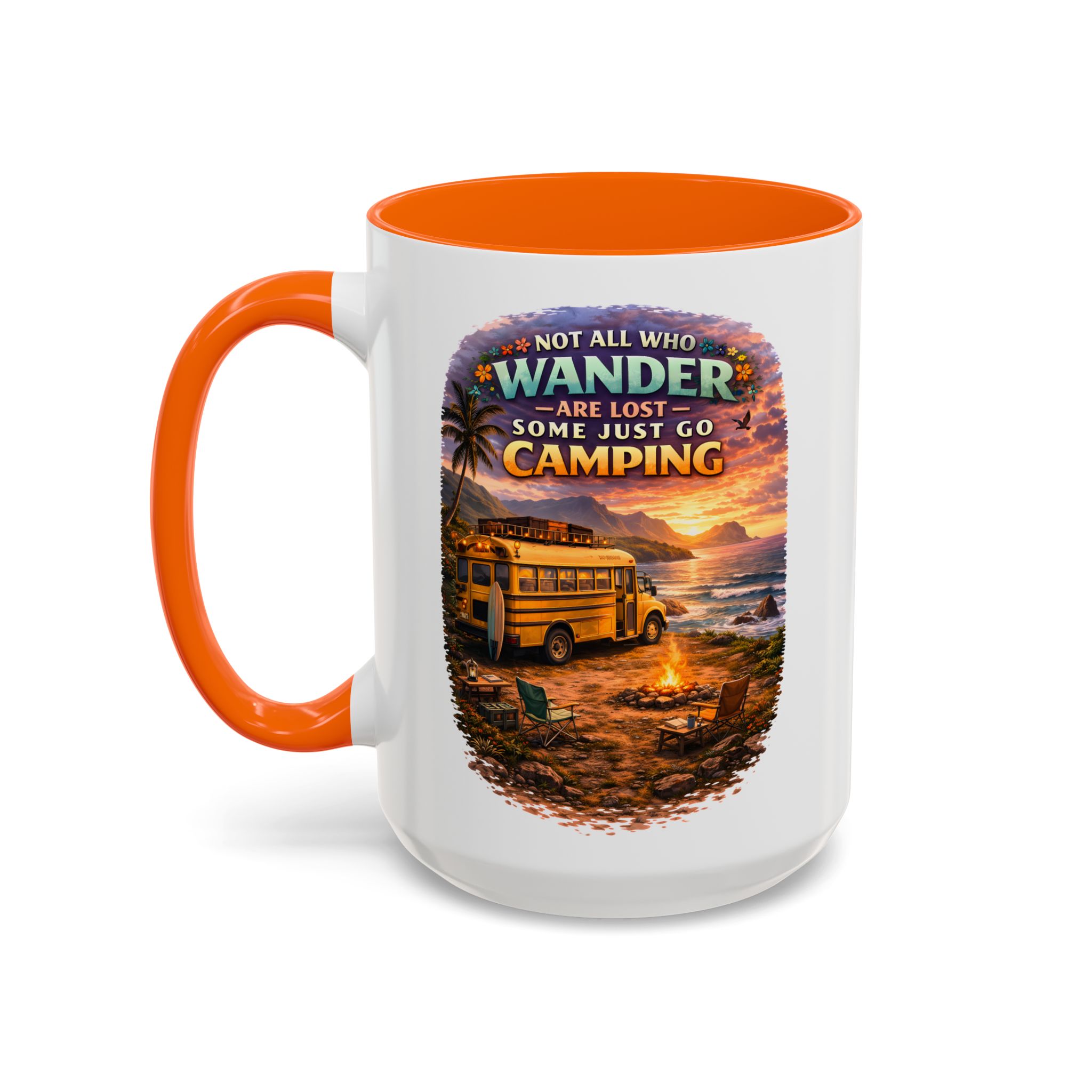 Accent Coffee Mug (11, 15oz) — "Not All Who Wander Are Lost" Design Scenic-Line