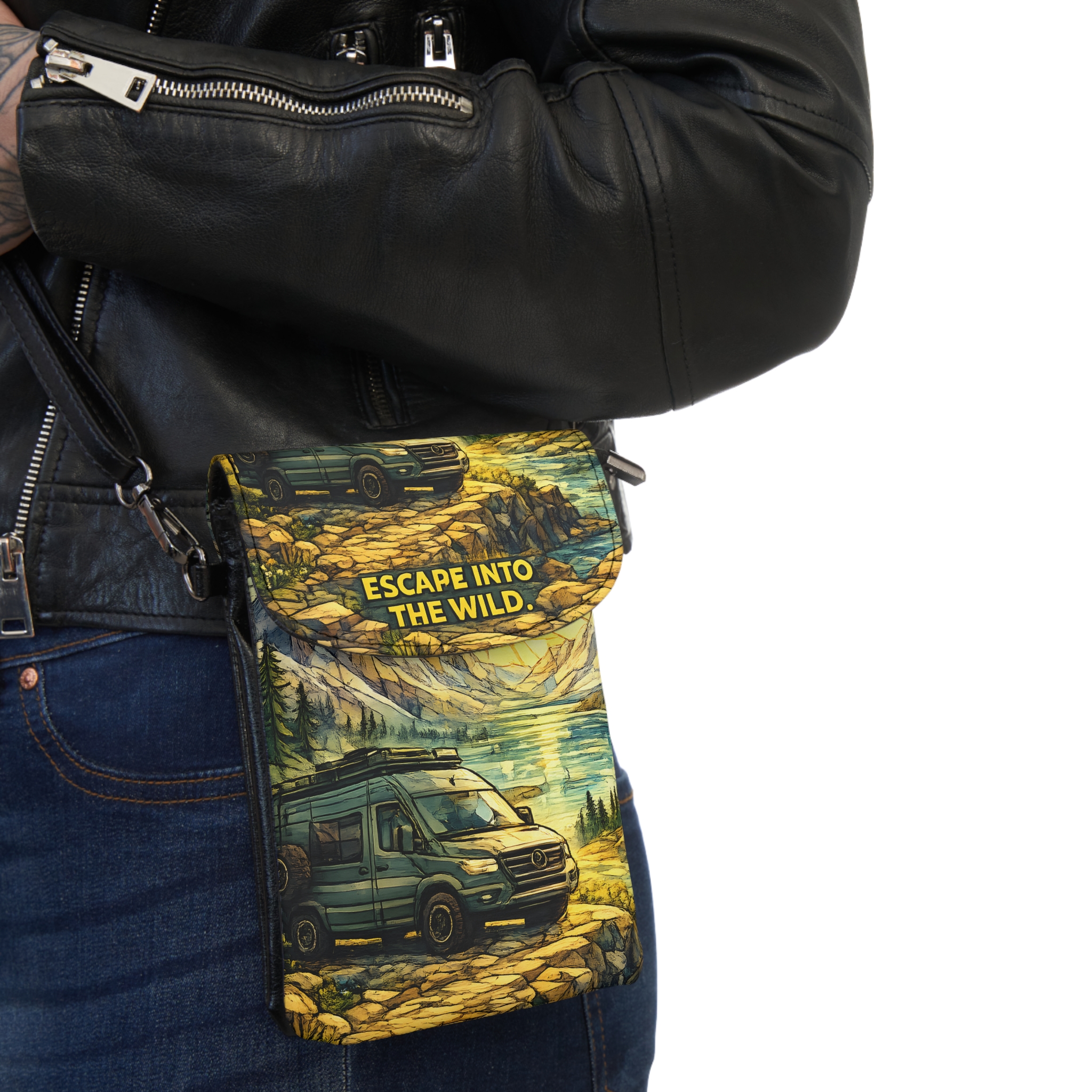 Small Cell Phone Wallet — "Escape Into The Wild" Design Cubic-Line