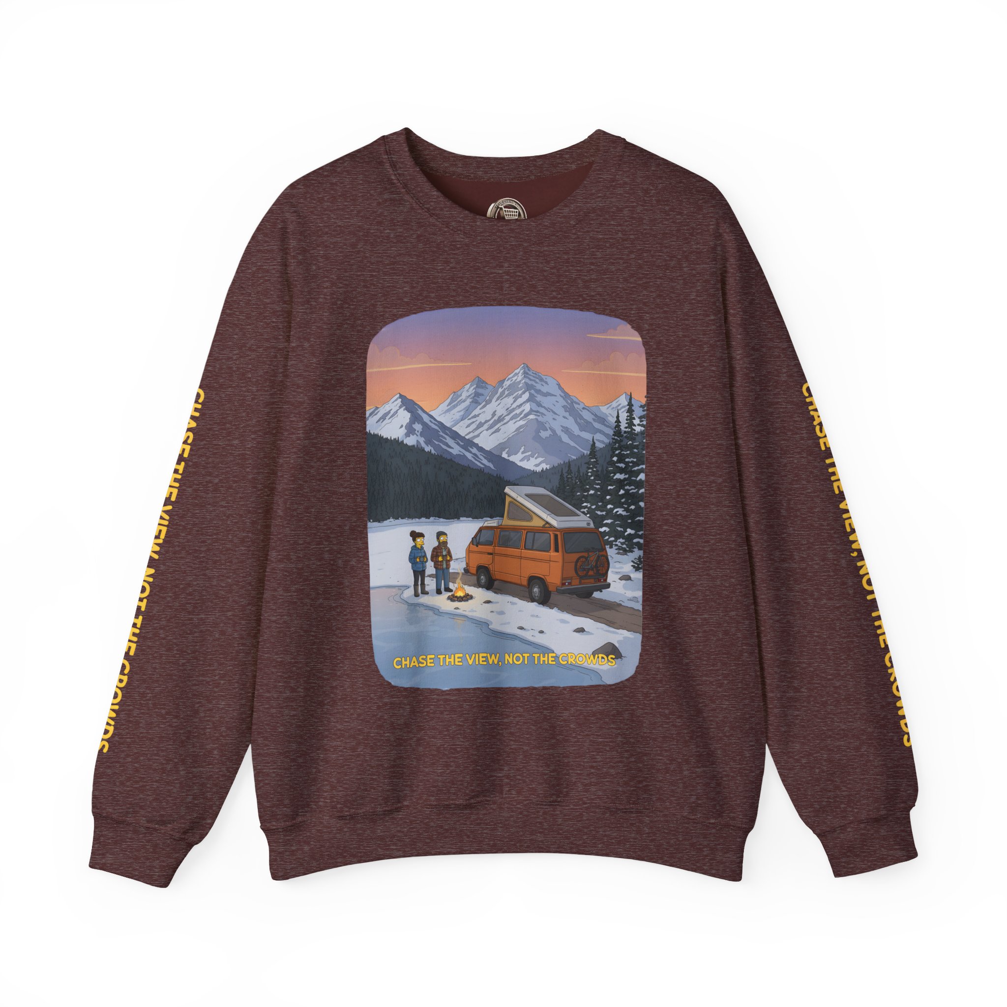 Unisex Heavy Blend™ Crewneck Sweatshirt — "Chase The Views-Not The Crowds"" Design Sitcom-Line