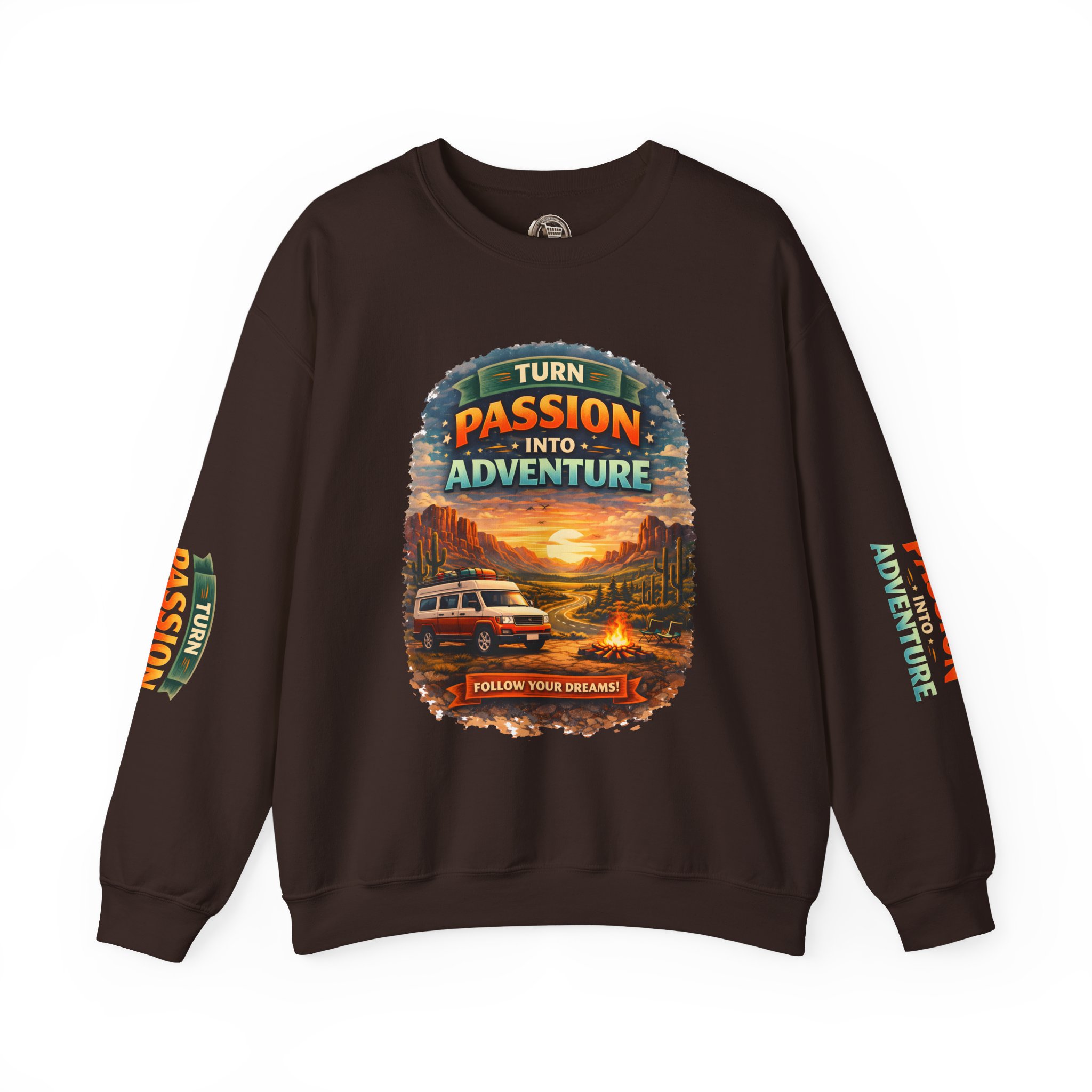 Unisex Heavy Blend™ Crewneck Sweatshirt — "Turn Passion Into Adventure" Design Scenic-Line