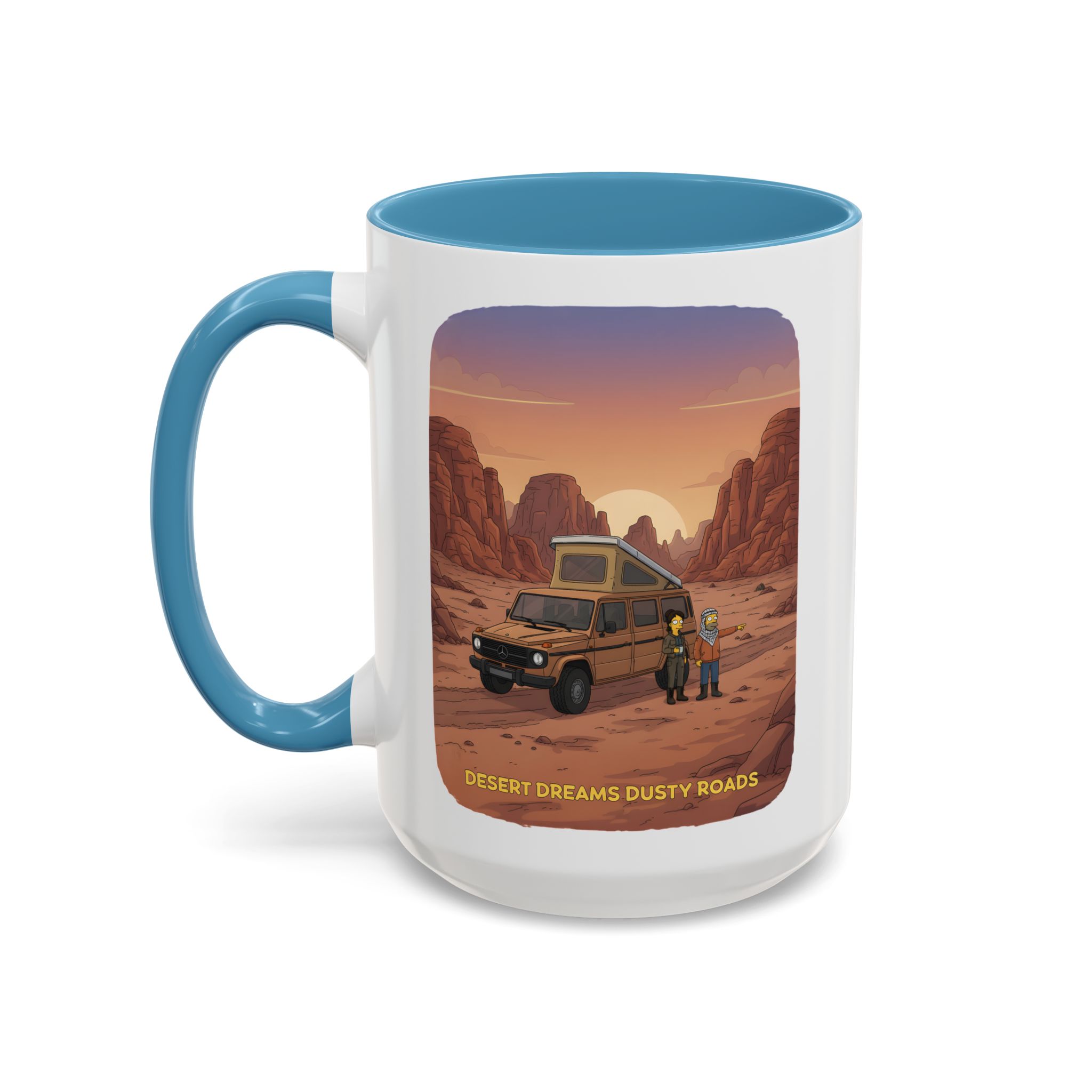 Accent Coffee Mug (11, 15oz) — "Desert Dreams Dusty Roads" Design Sitcom-Line