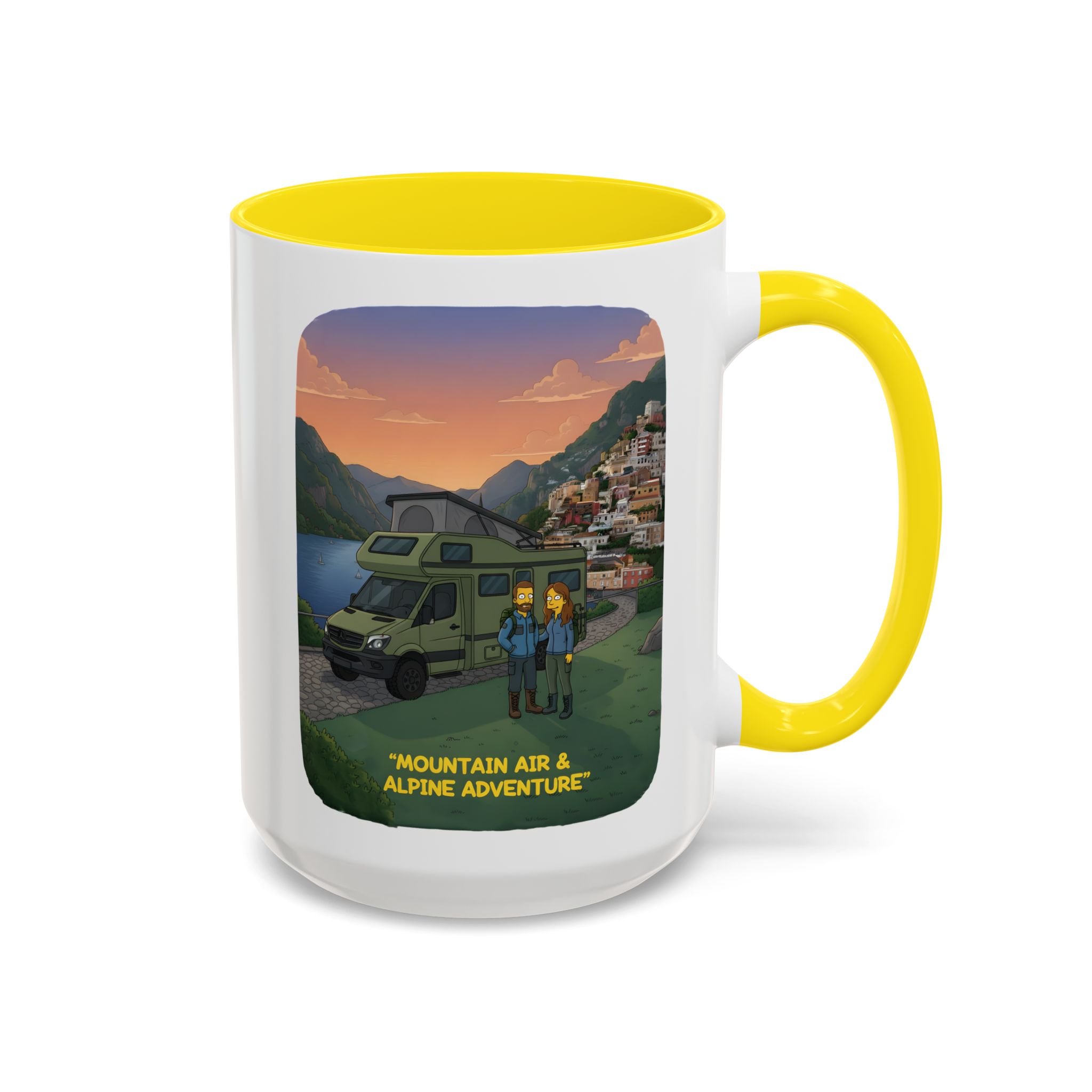 Accent Coffee Mug (11, 15oz) — "Mountain Air And Alpine Adventure"" Design Sitcom-Line