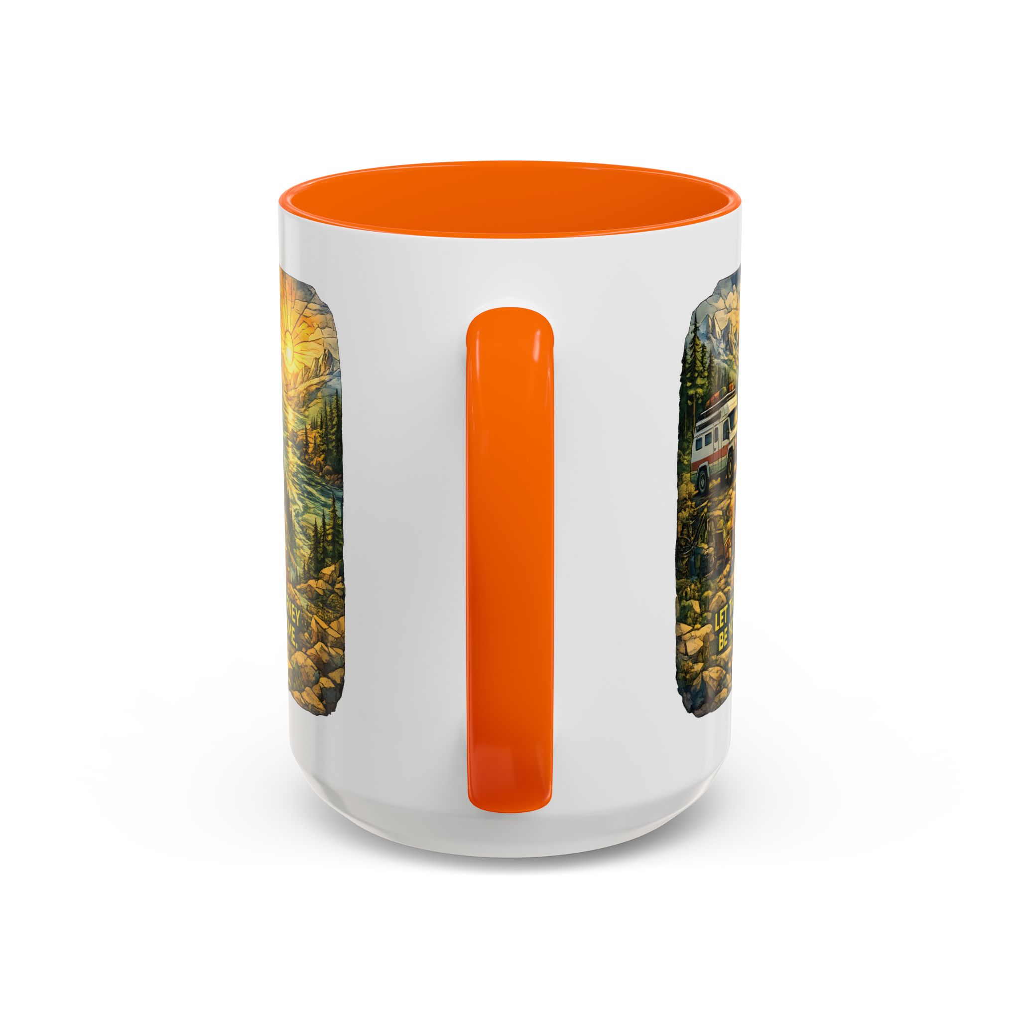 Accent Coffee Mug (11, 15oz) — "Let The Journey Be Your Home" Design Cubic-Line