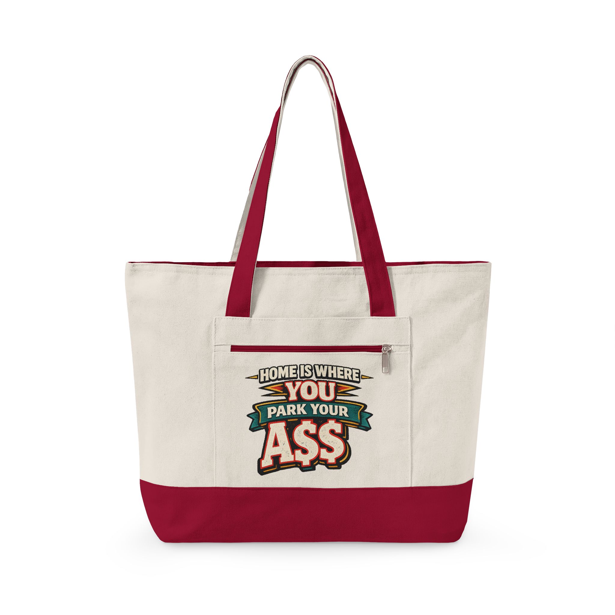 Zippered Canvas Tote — "Home Is Where You Park Your Ass" (Design F**K-Line)