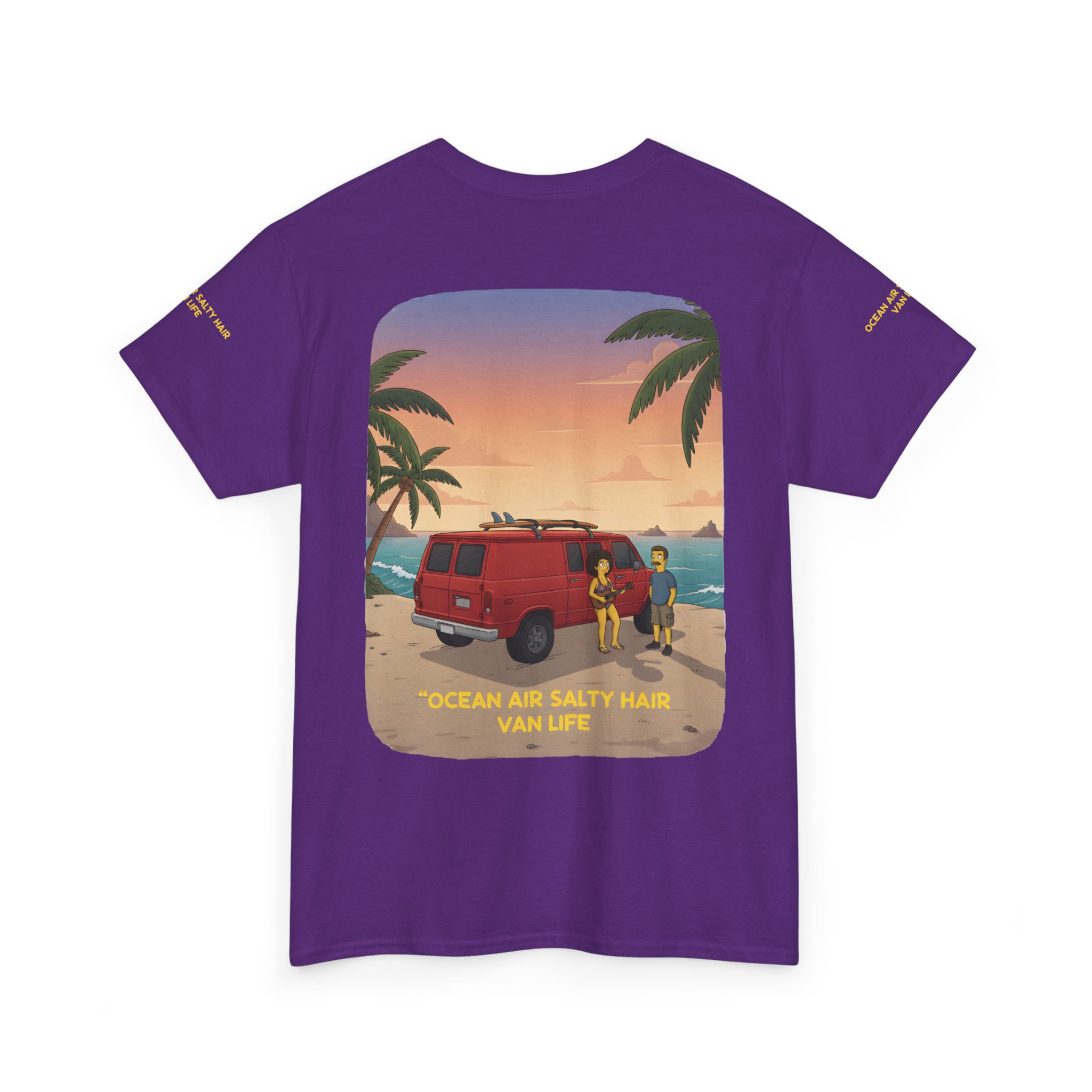 Unisex Heavy Cotton Tee — "Ocean Air Salty Hair Van Life" Design Sitcom-Line