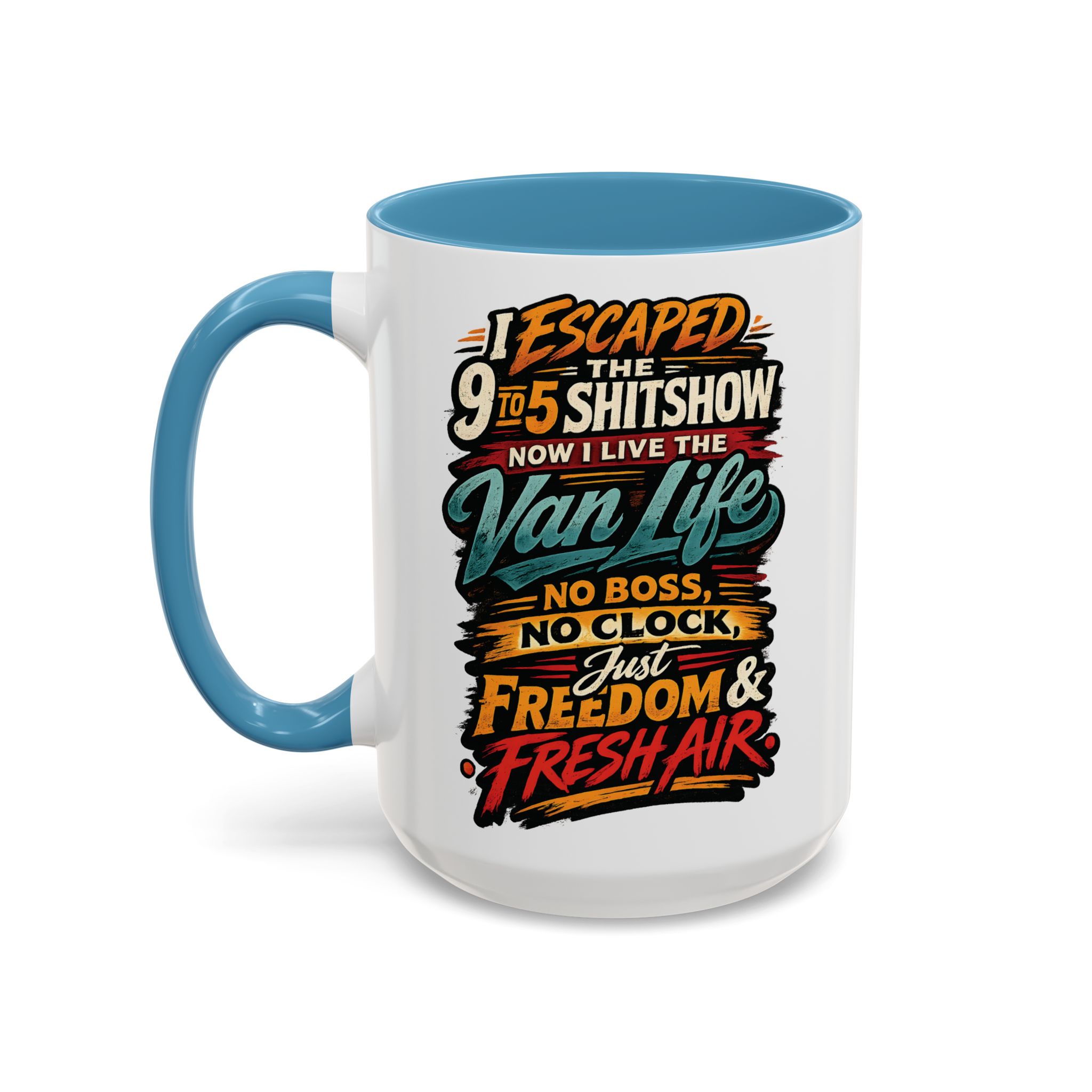 17090481404007661601_2048.jpeg Accent Coffee Mug (11, 15oz) — "I Escaped The 9 To 5" Design F**K-Line