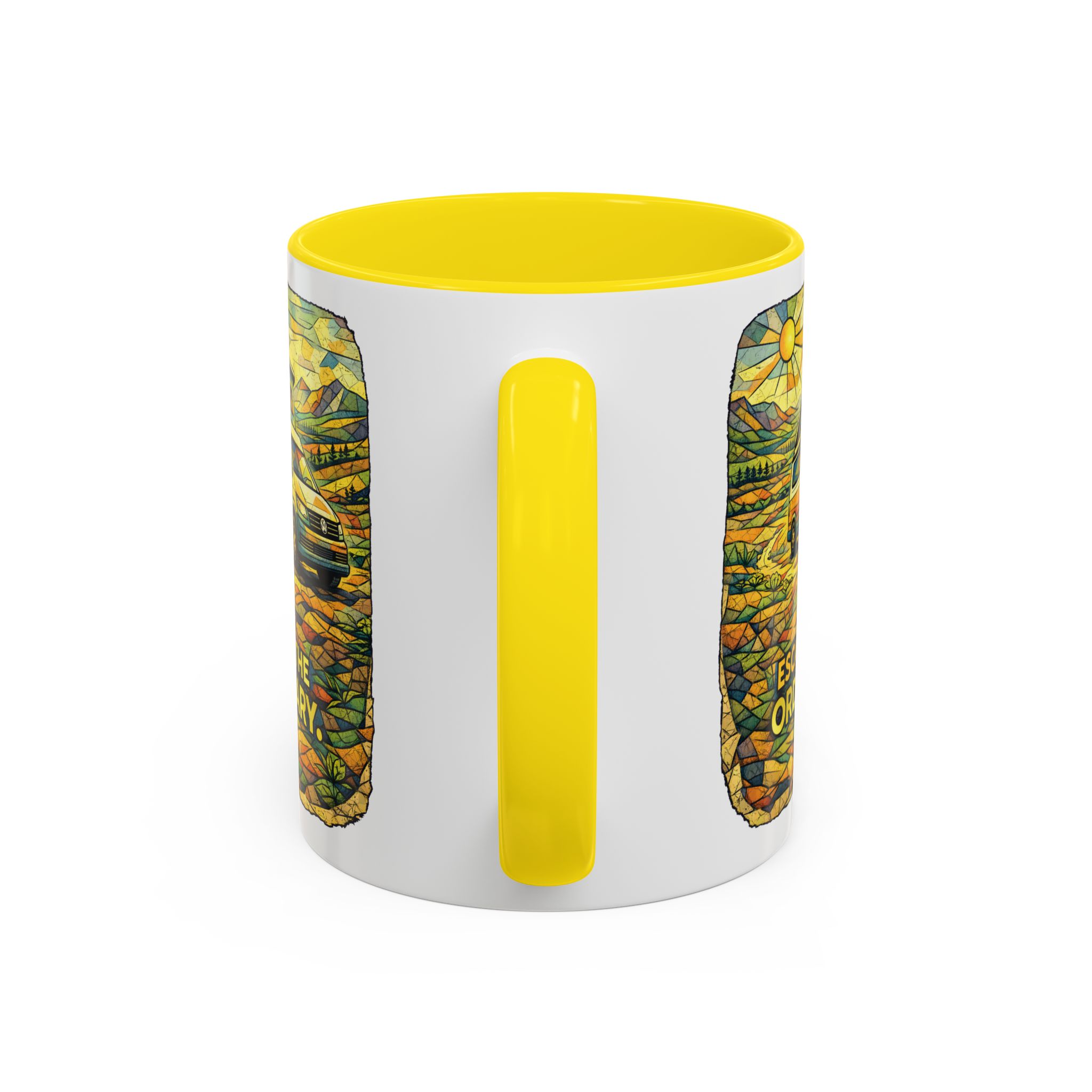 Accent Coffee Mug (11, 15oz) — "Escape The Ordinary" Design Cubic-Line