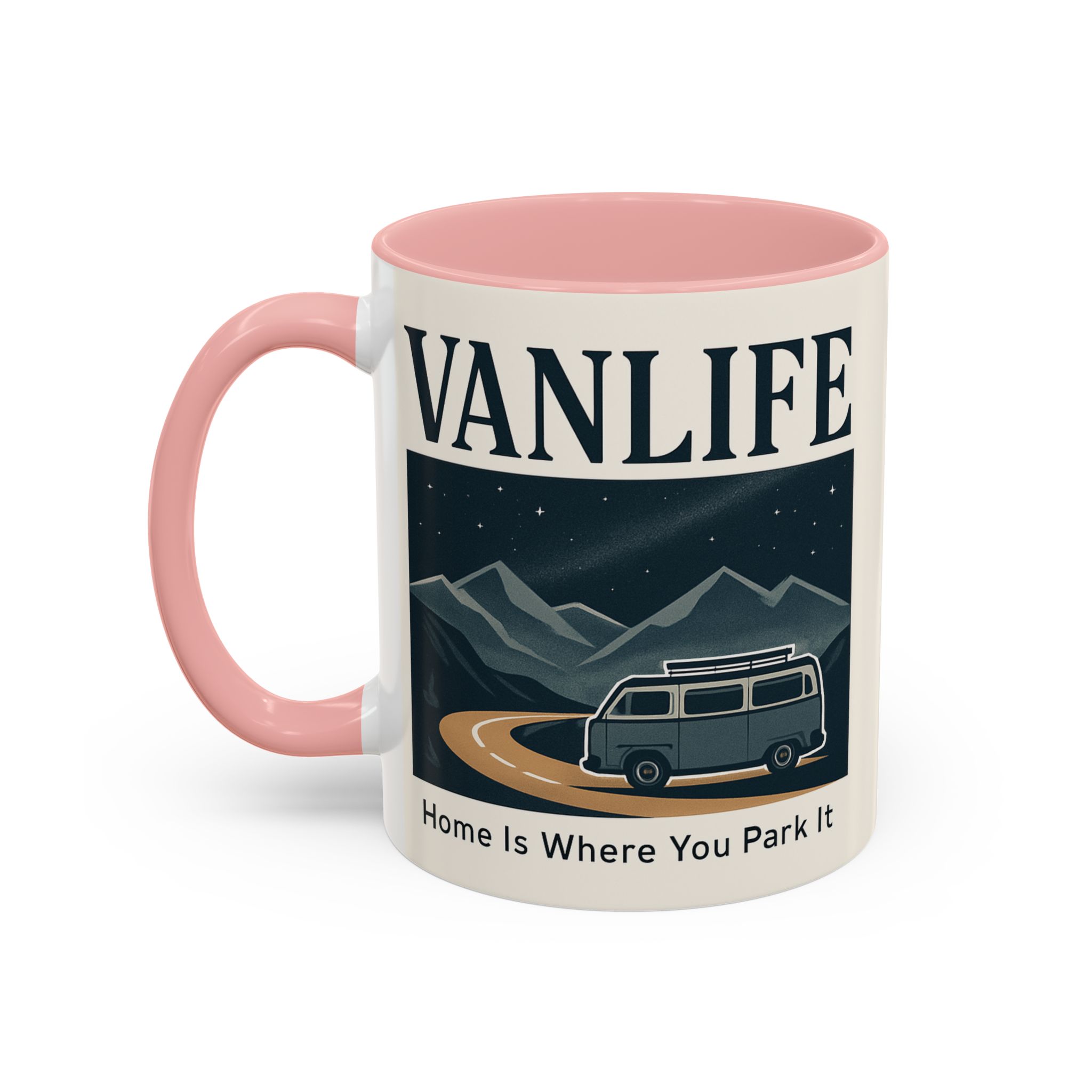 Coffee Mug — "Vanlife - Home Is Where You Park It" Accent Campervan Travel Mug