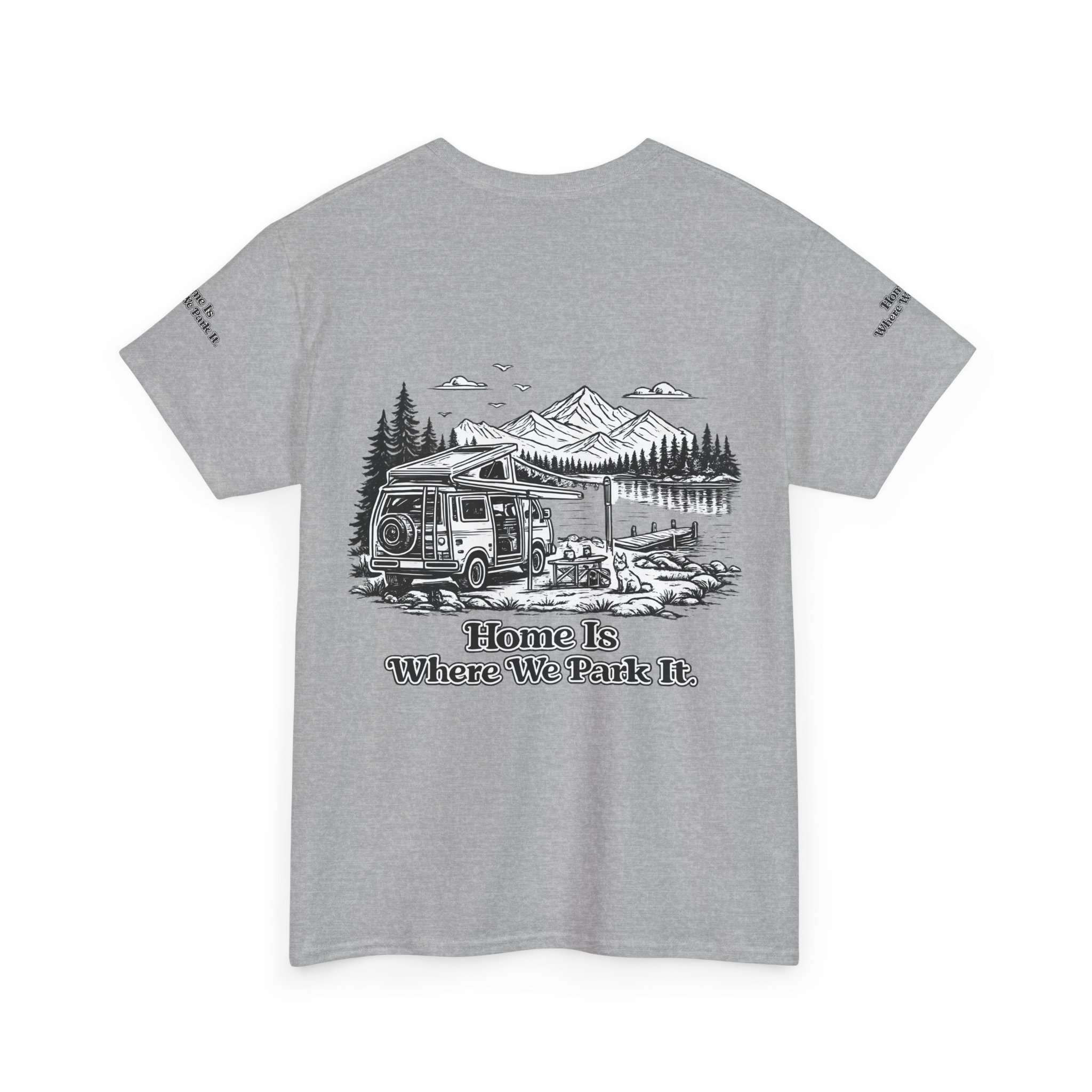 Unisex Heavy Cotton Tee — "Home Is Where You Park It" Design Minimal-Line