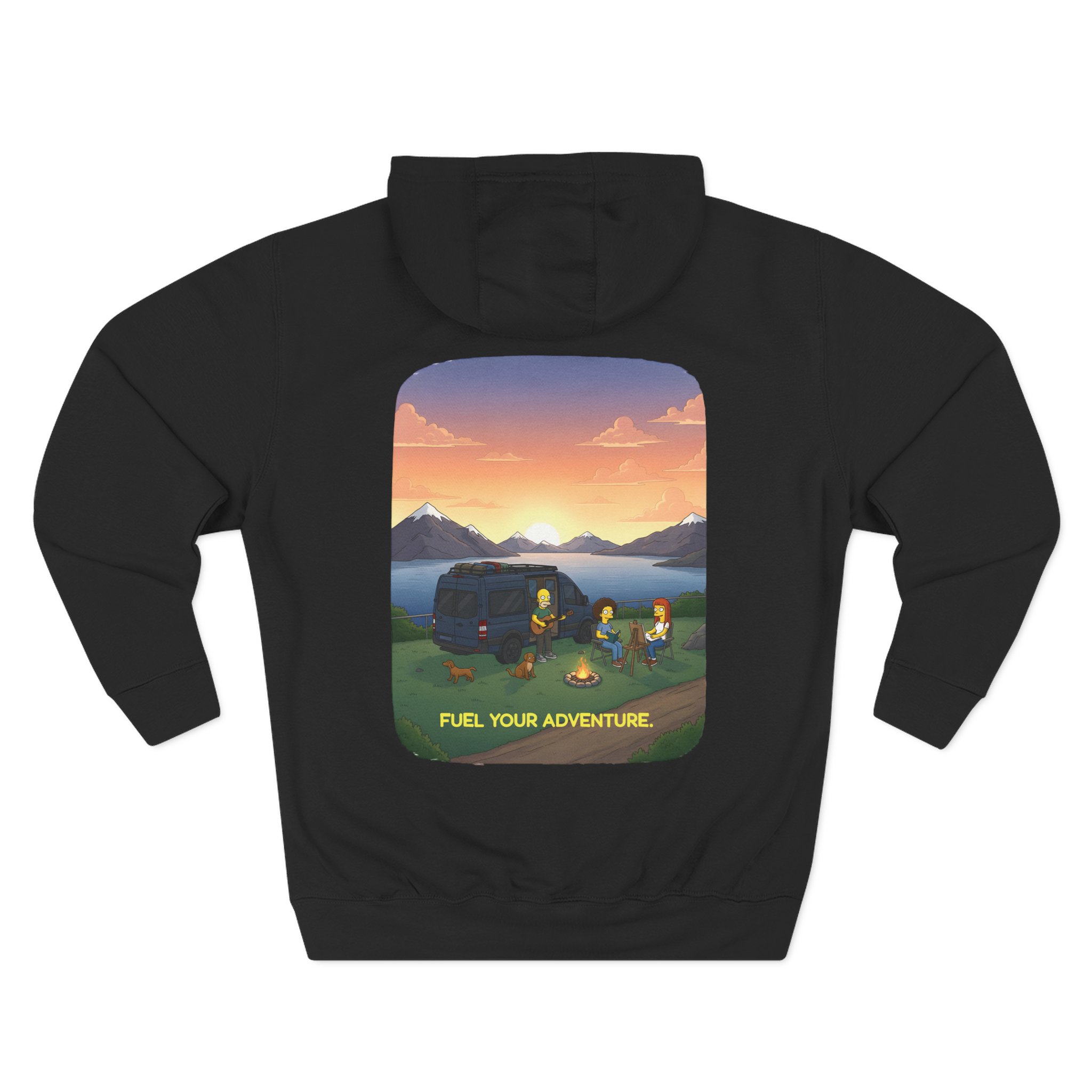 Three-Panel Fleece Hoodie - "Fuel Your Adventure" Design Sitcom-Line