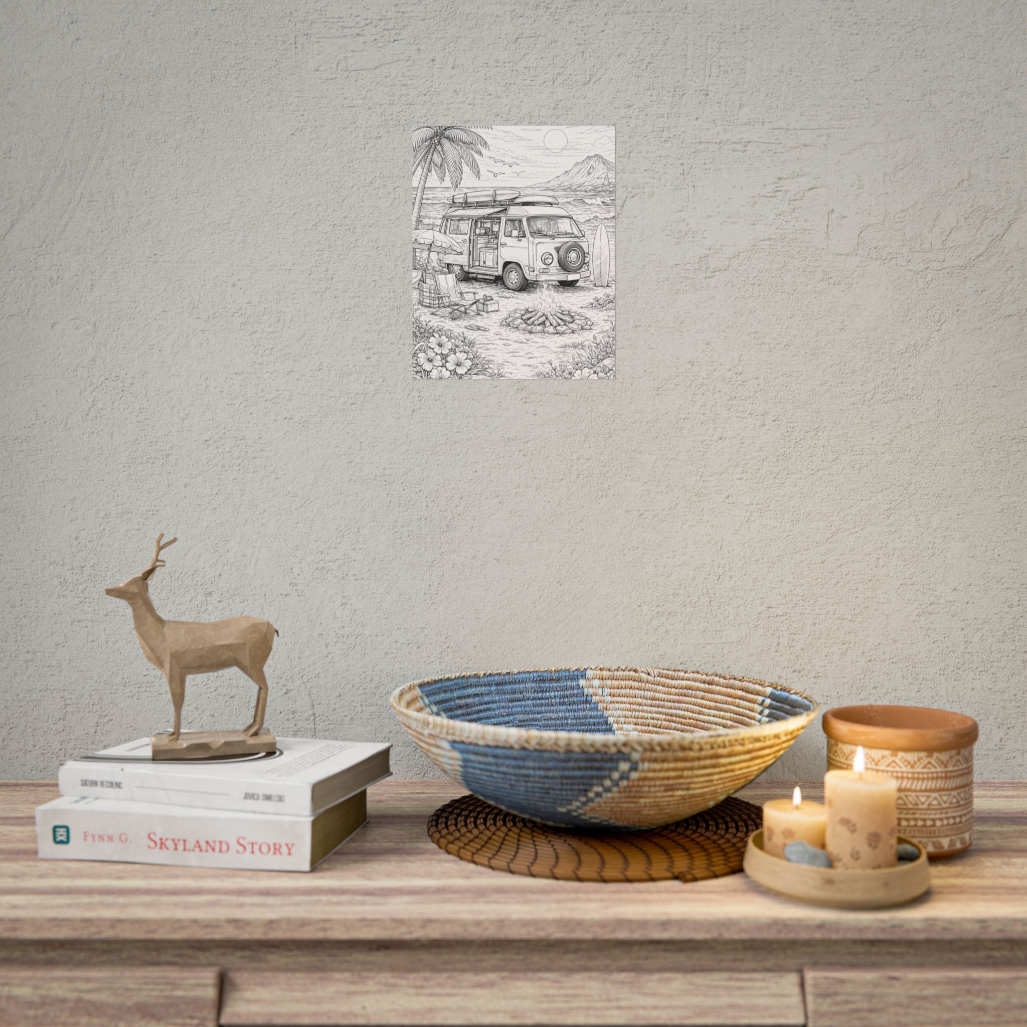 Campervan Poster — Vintage RV Camping Landscape Wall Art