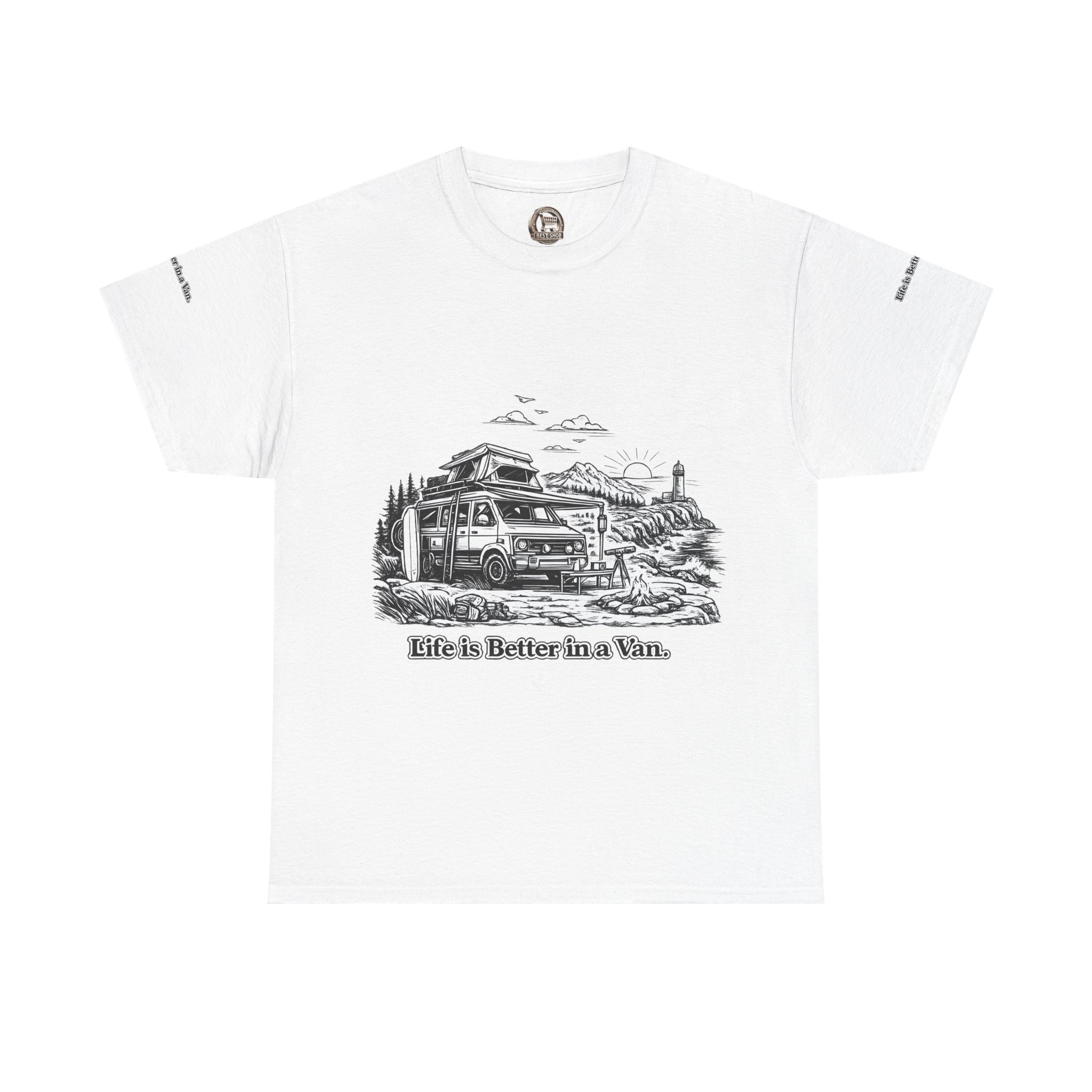 17106523438078552852_2048.jpeg Unisex Heavy Cotton Tee — "Life Is Better In A Van" Design Minimal-Line
