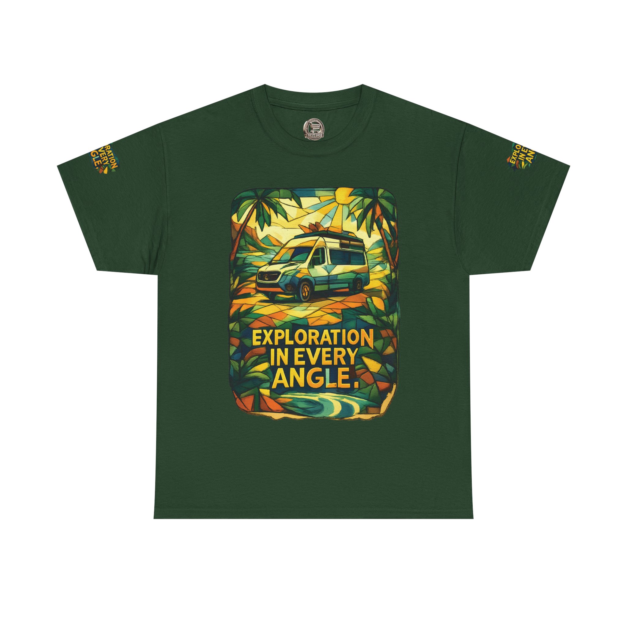 Unisex Heavy Cotton Tee — "Exploration In Every Angle" Design Cubic-Line