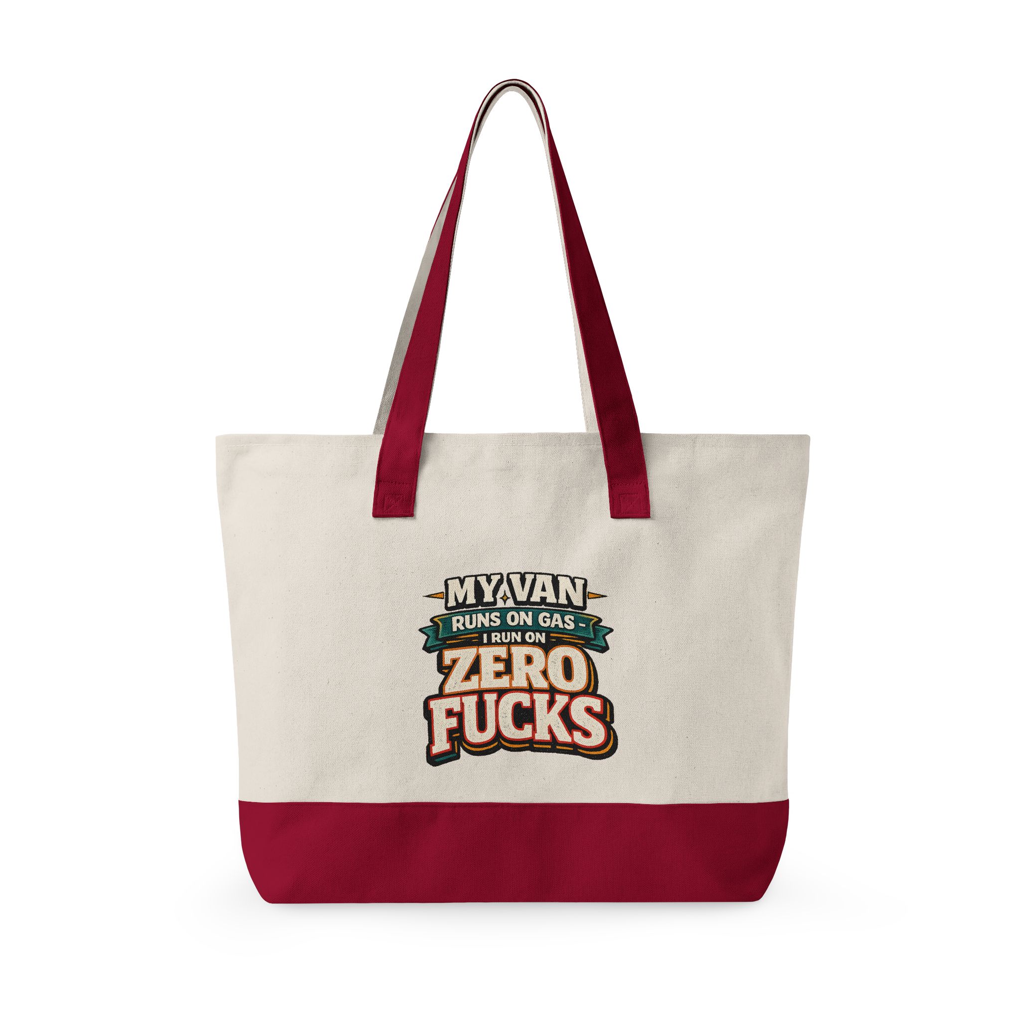 Zippered Canvas Tote — "My Van Runs On Gas" (Design F**K-Line)