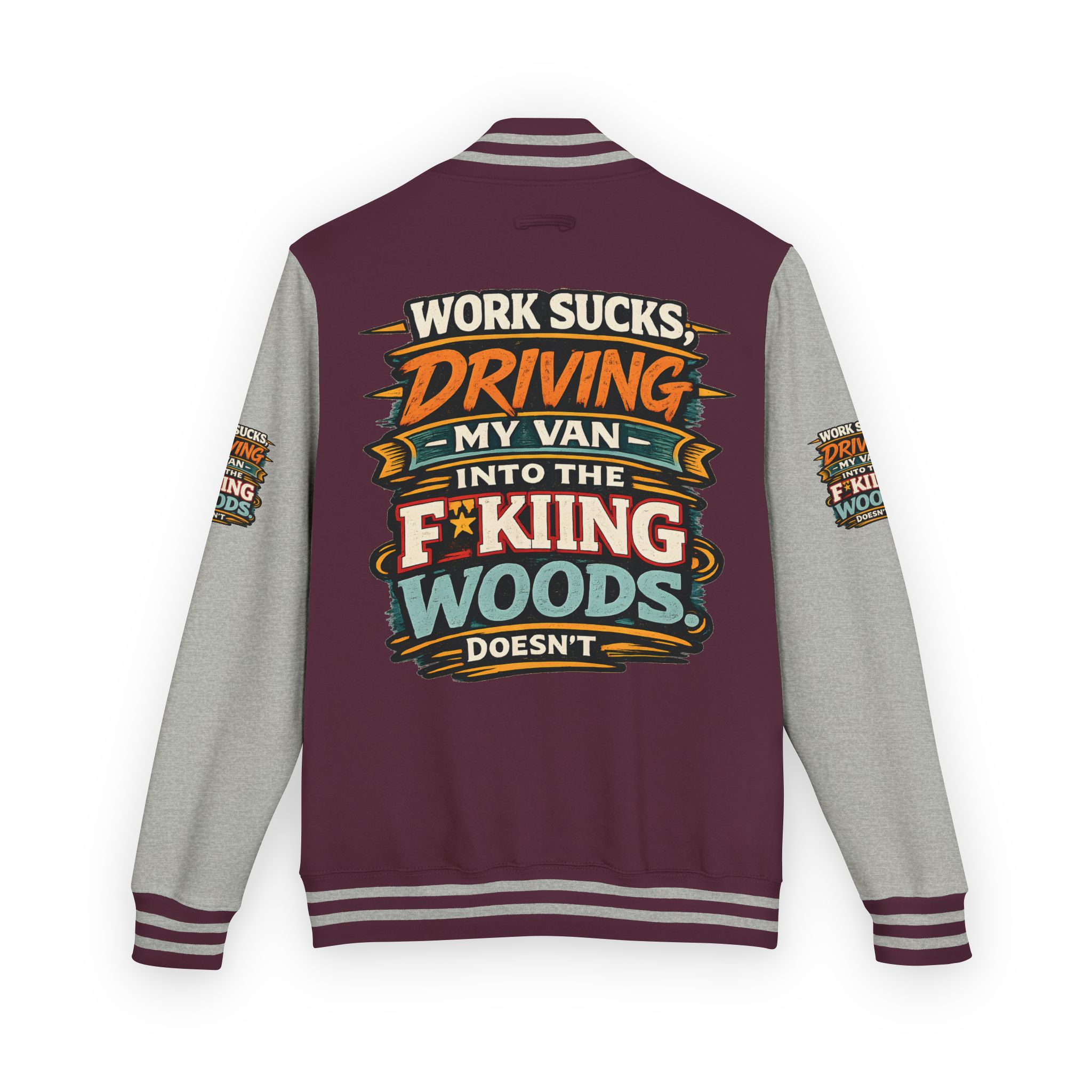Unisex Heavyweight Letterman Jacket — "Work Sucks" Design F**K-Line