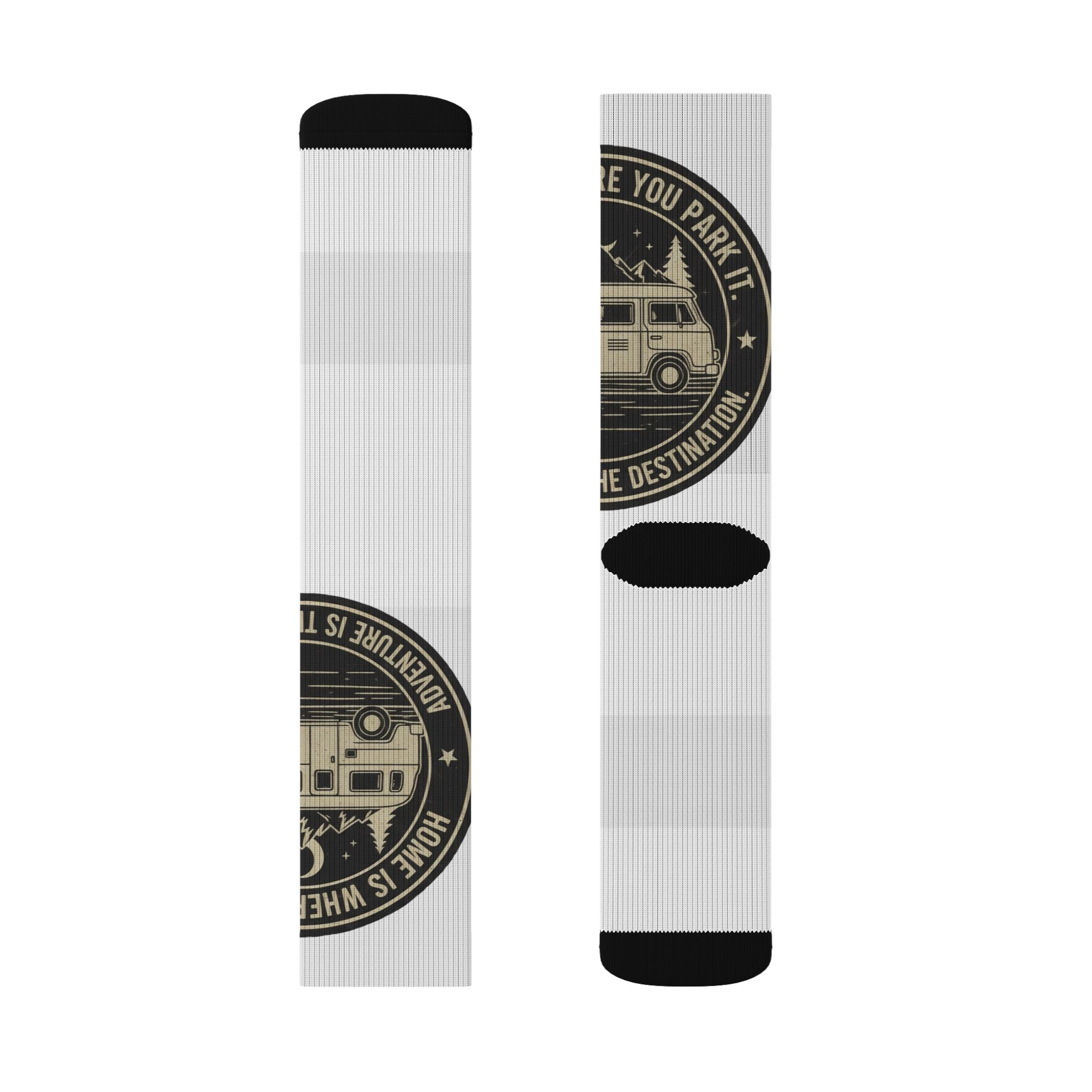 Sublimation Socks — Retro Camper Roadtrip Crew Socks