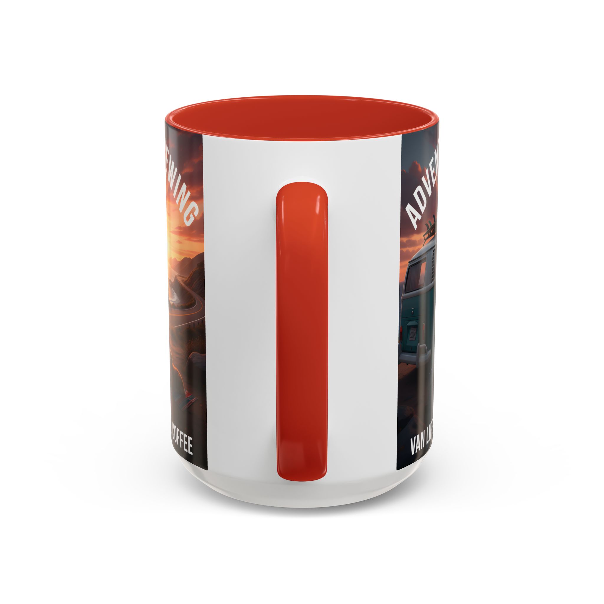 Accent Coffee Mug (11, 15oz) — "Adventure is brewing"