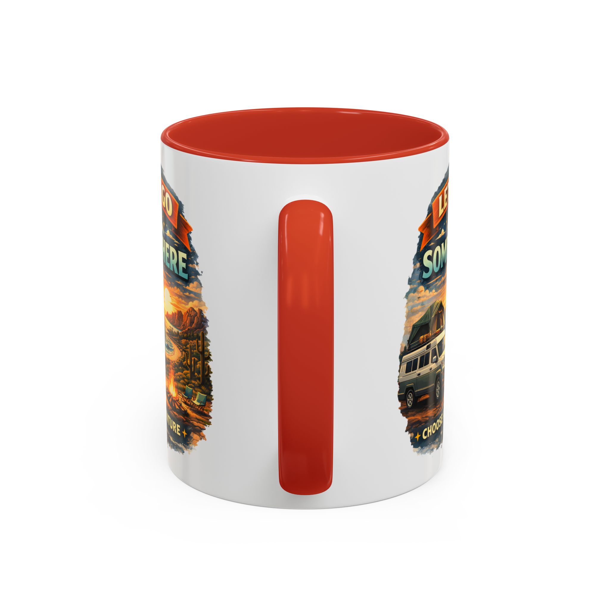 Accent Coffee Mug (11, 15oz) — "Lets Go Somewhere" Design Scenic-Line