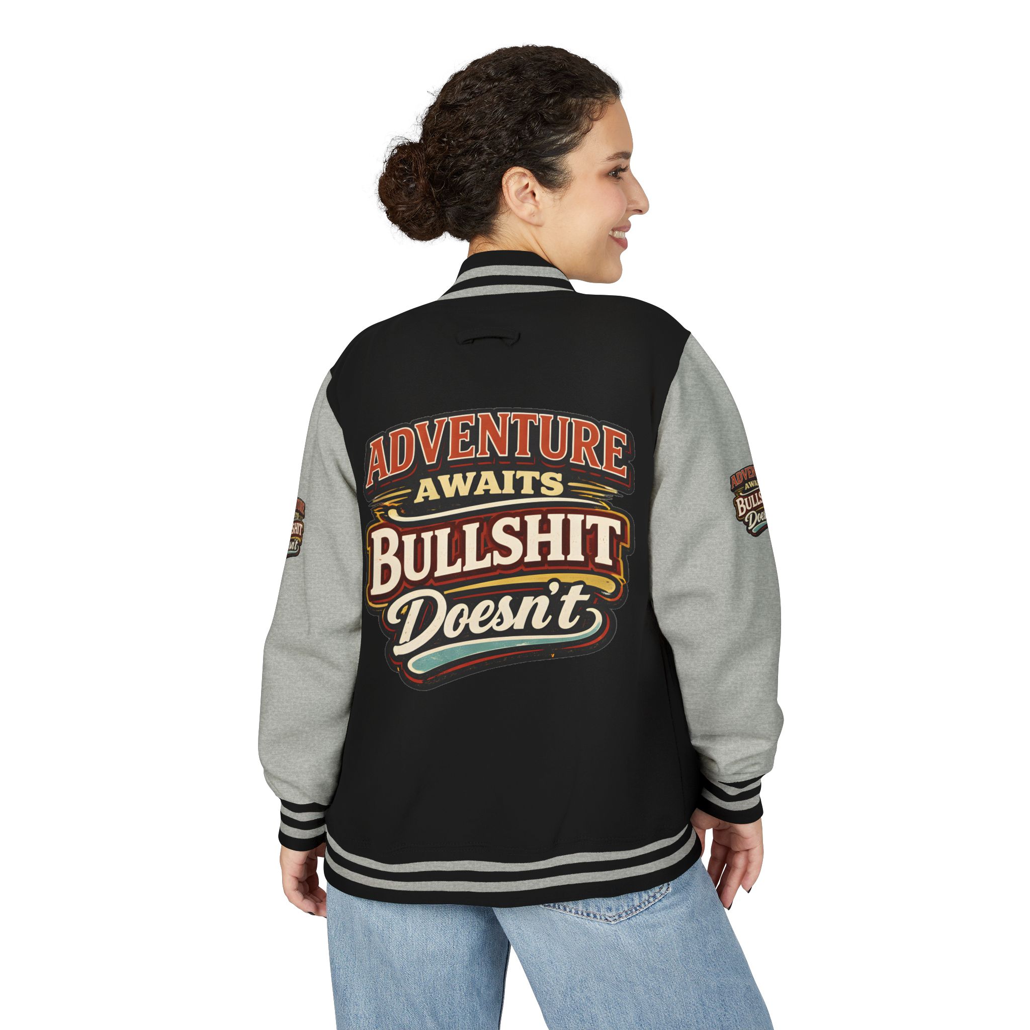 Unisex Heavyweight Letterman Jacket — "Adventure Awaits" Design F**K-Line
