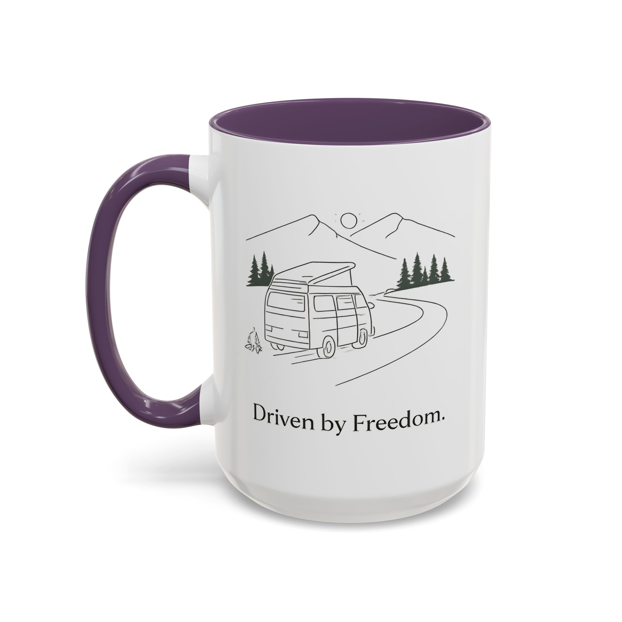Accent Coffee Mug (11, 15oz) — "Driven By Freedom" Design Minimal-Line