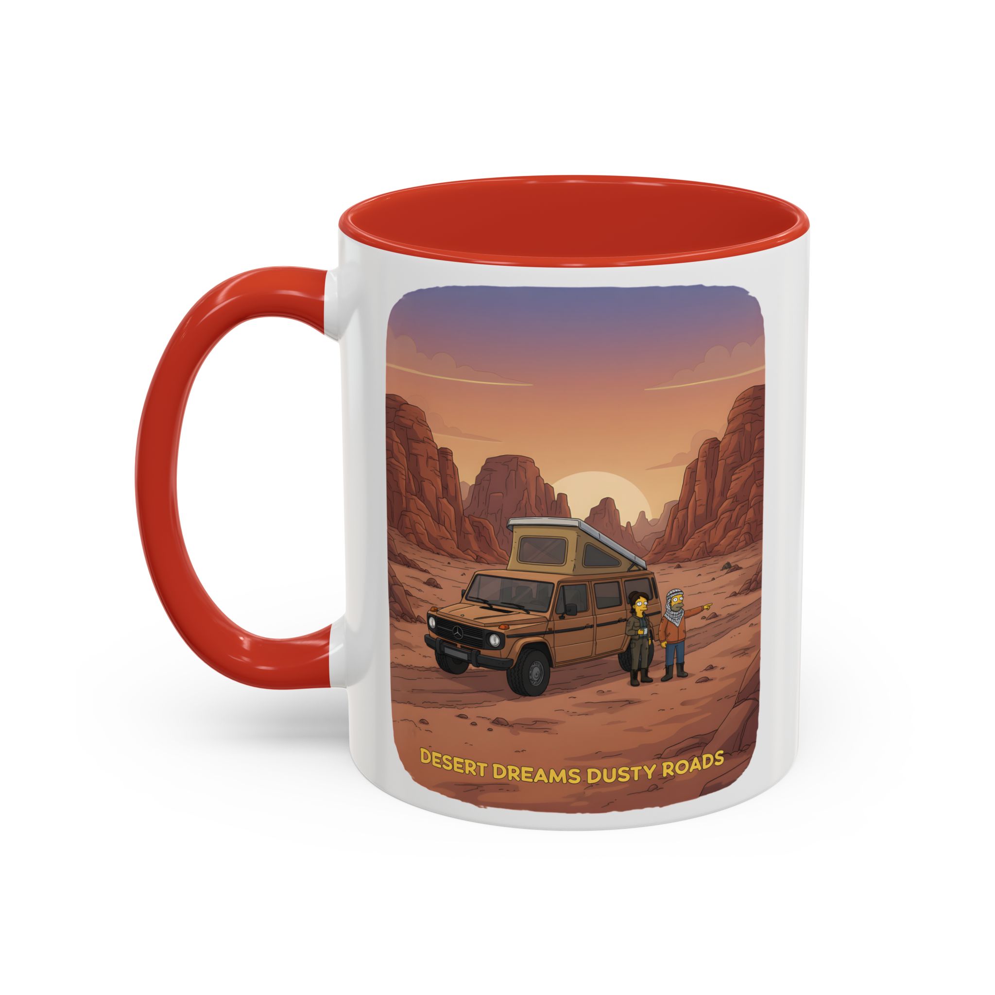 Accent Coffee Mug (11, 15oz) — "Desert Dreams Dusty Roads" Design Sitcom-Line
