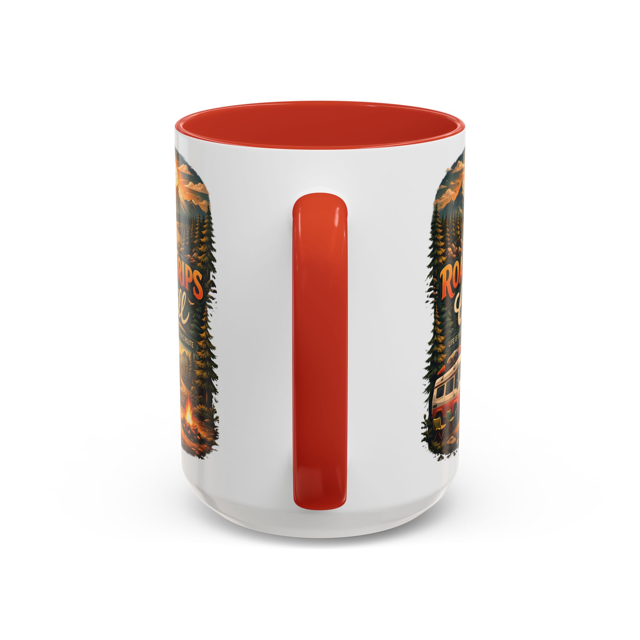 Accent Coffee Mug (11, 15oz) — "Road Trips & Chill" Design Scenic-Line