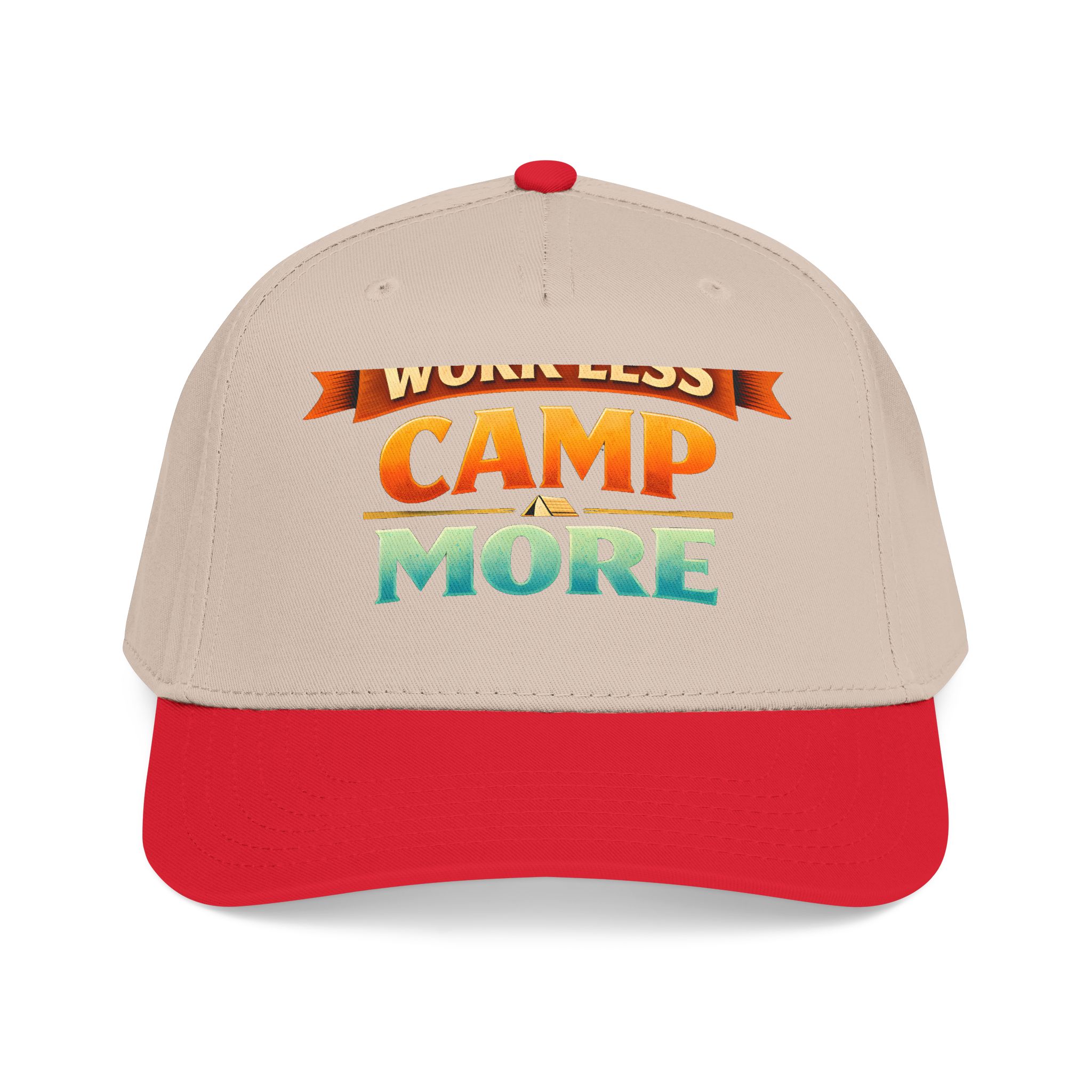 Baseball Cap - "Work Less-Camp More" Design Scenic-Line