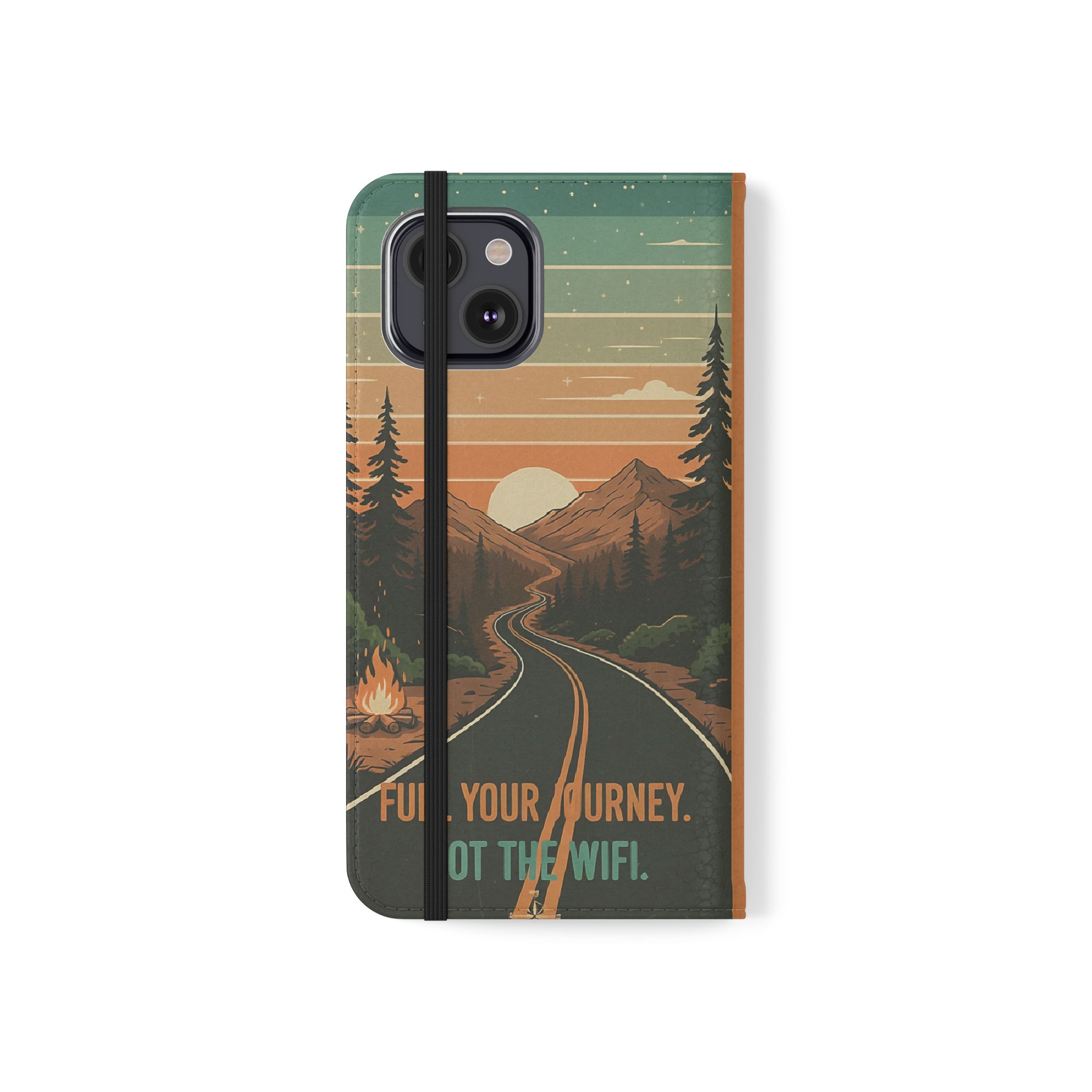 Flip Phone Case — "Adventure Awaits Unplug & Drive" Wallet Case
