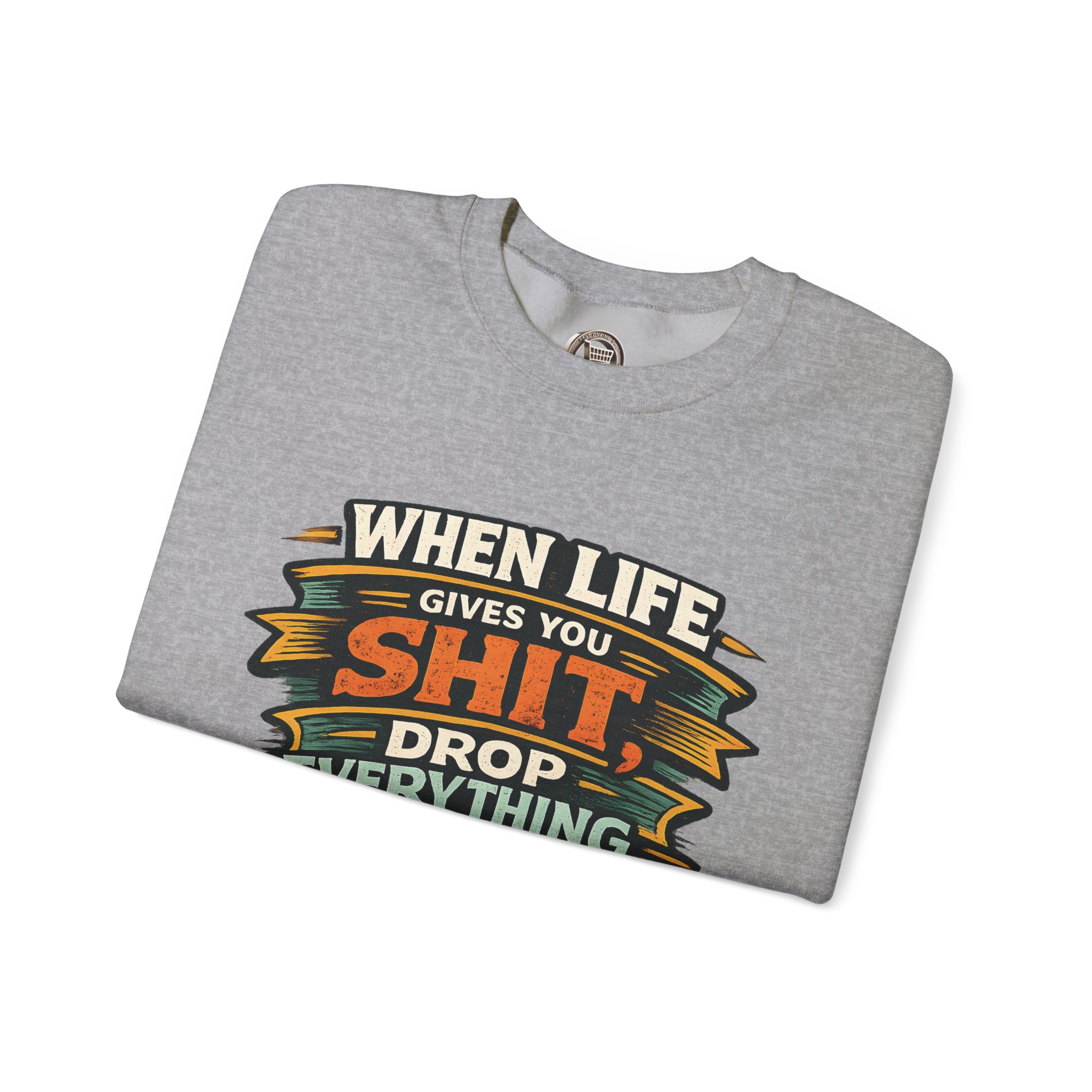Unisex Heavy Blend™ Crewneck Sweatshirt — "When Live Gives You Shit" Design F**K-Line