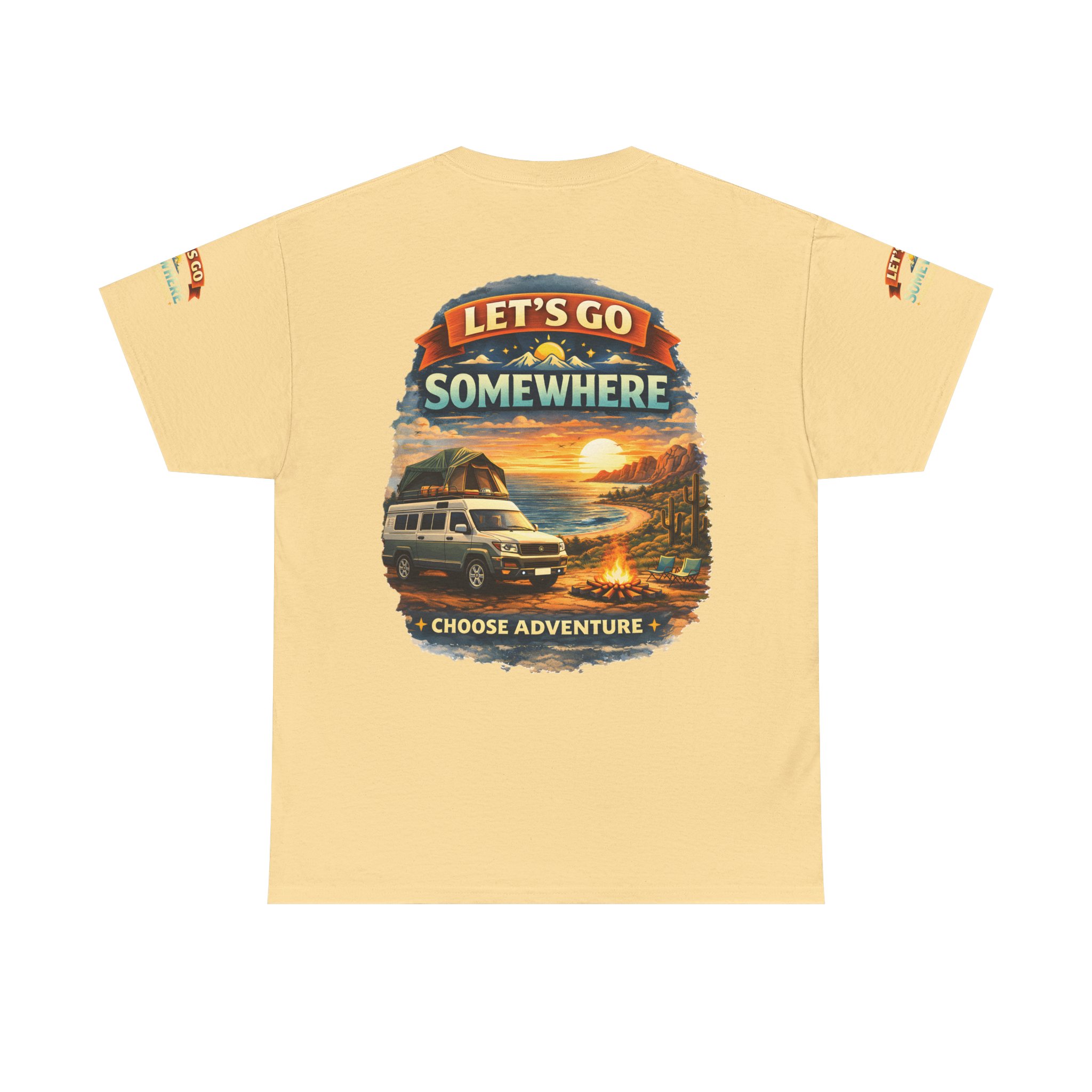 Unisex Heavy Cotton Tee — "Lets Go Somewhere" Design Scenic-Line
