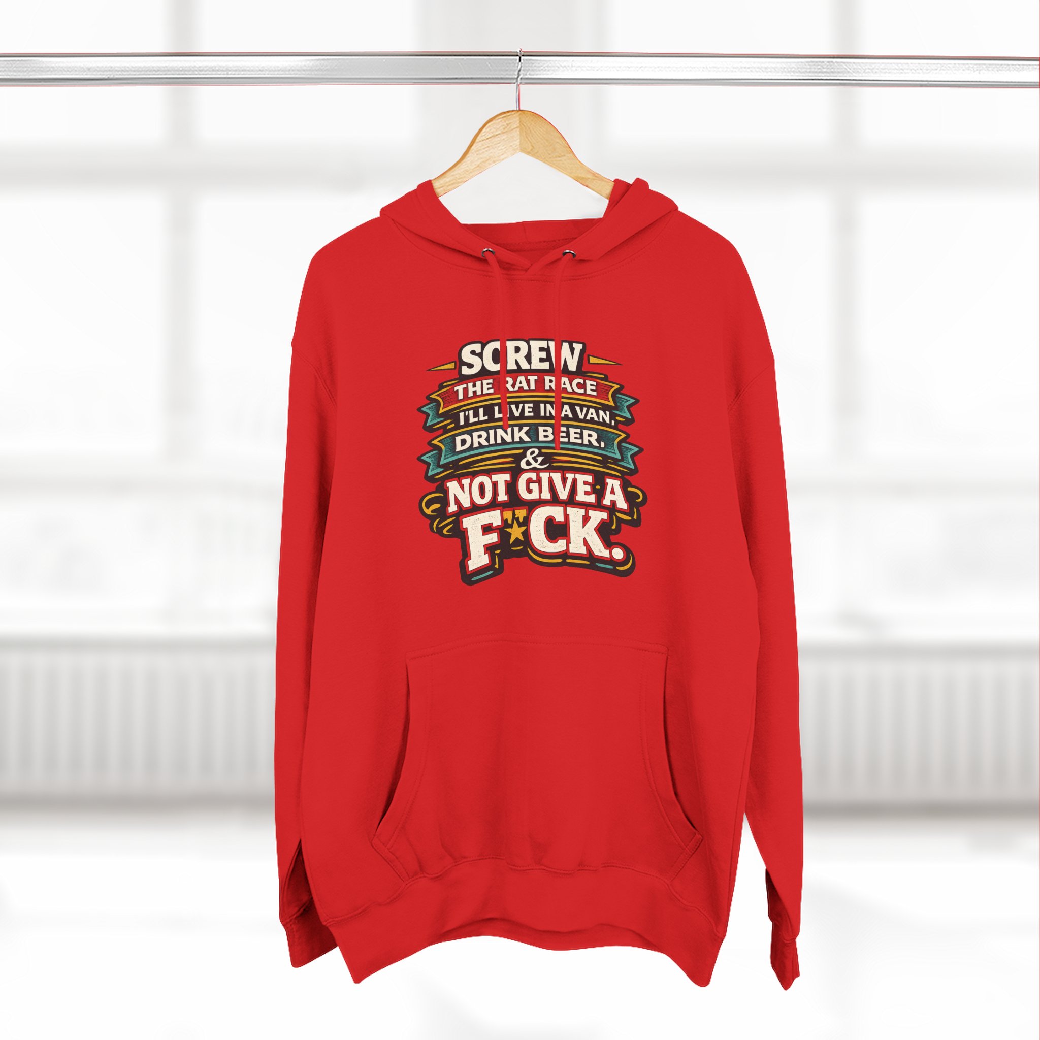 17151890347592449161_2048.jpeg Three-Panel Fleece Hoodie - "Screw The Rat Race" Design F**K-Line