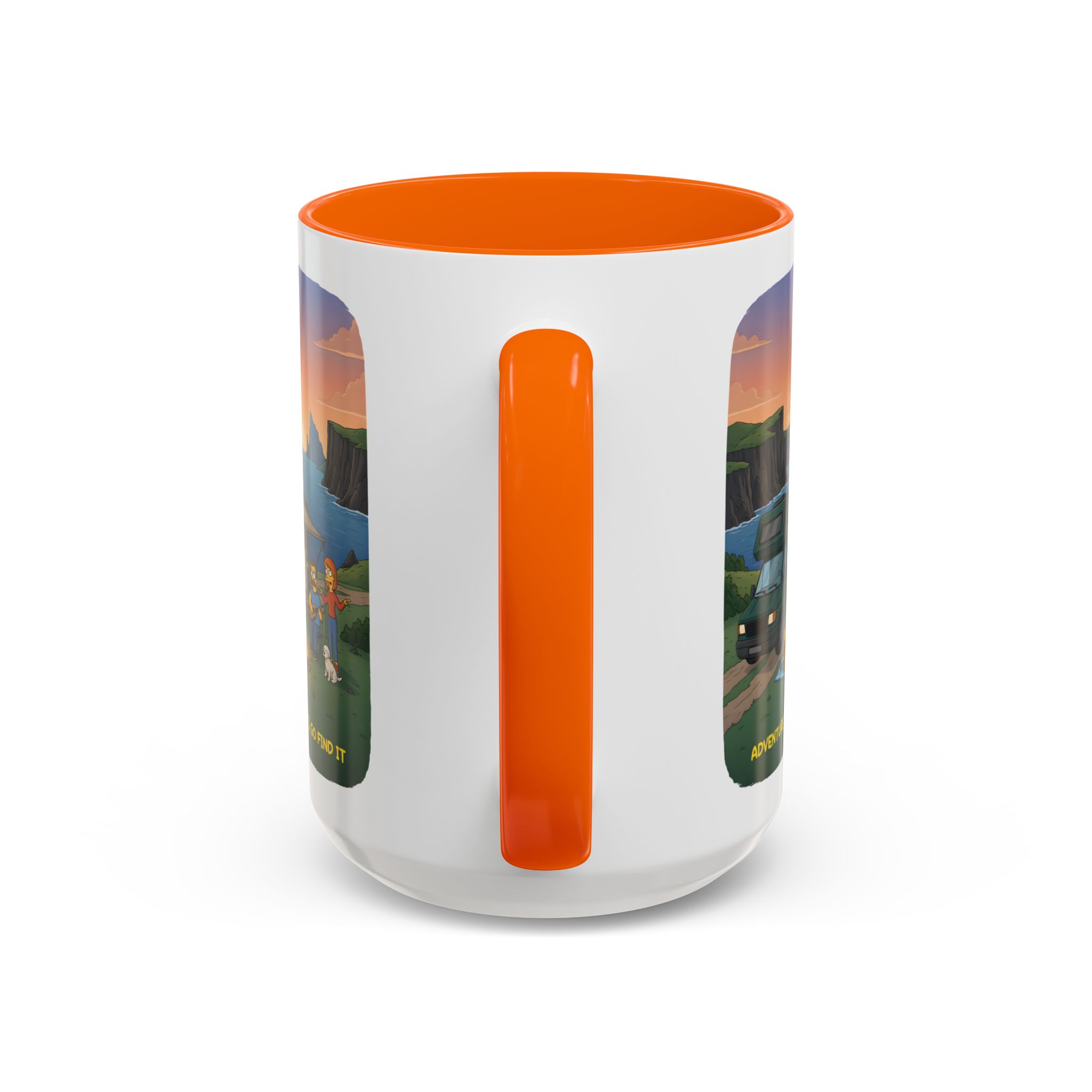 Accent Coffee Mug (11, 15oz) — "Adventure Awaits-Go Find It"" Design Sitcom-Line